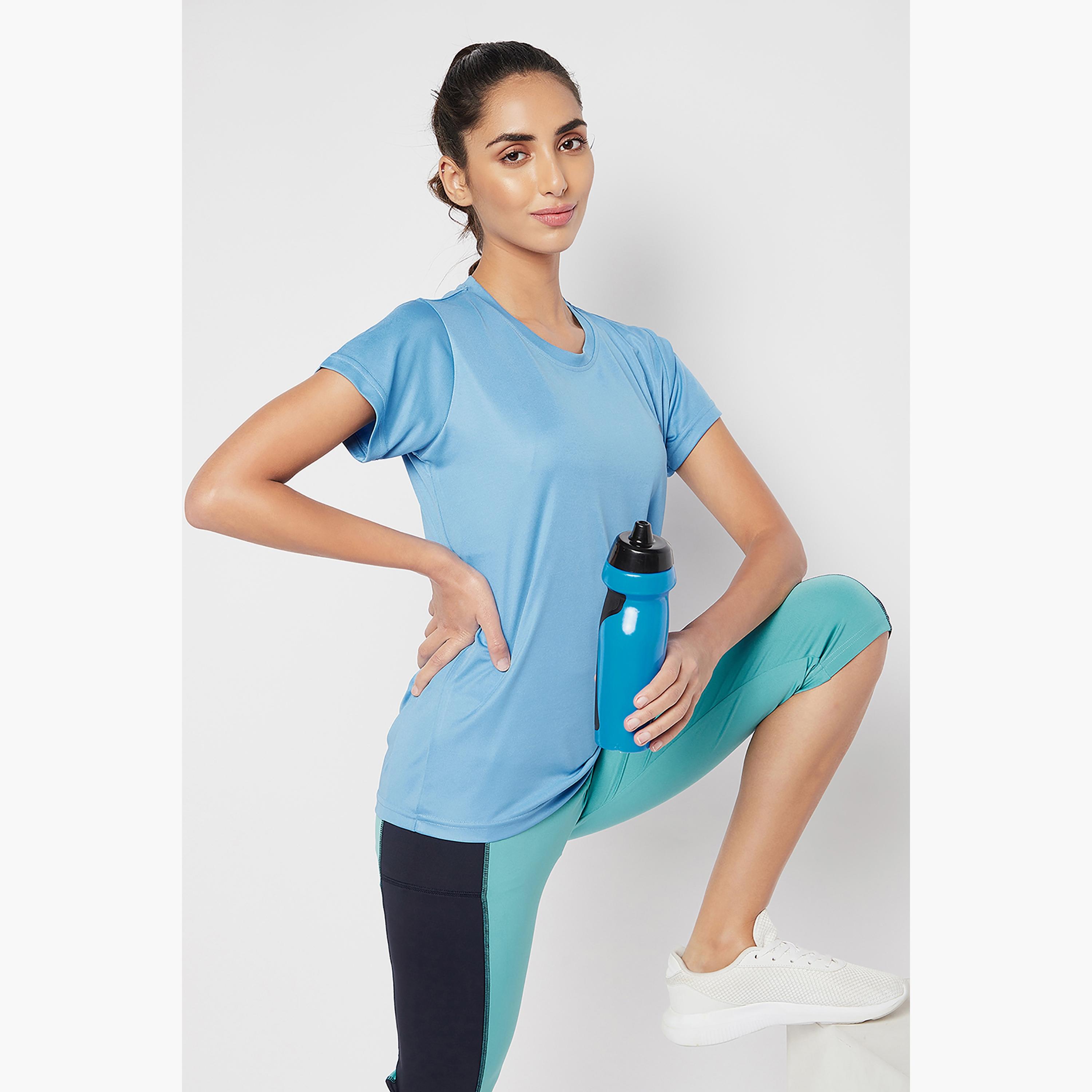 Clovia Solid Round Neck Short Sleeves T-Shirt-women-clothing-sportswearandactivewear-tshirtsandvests-image-1