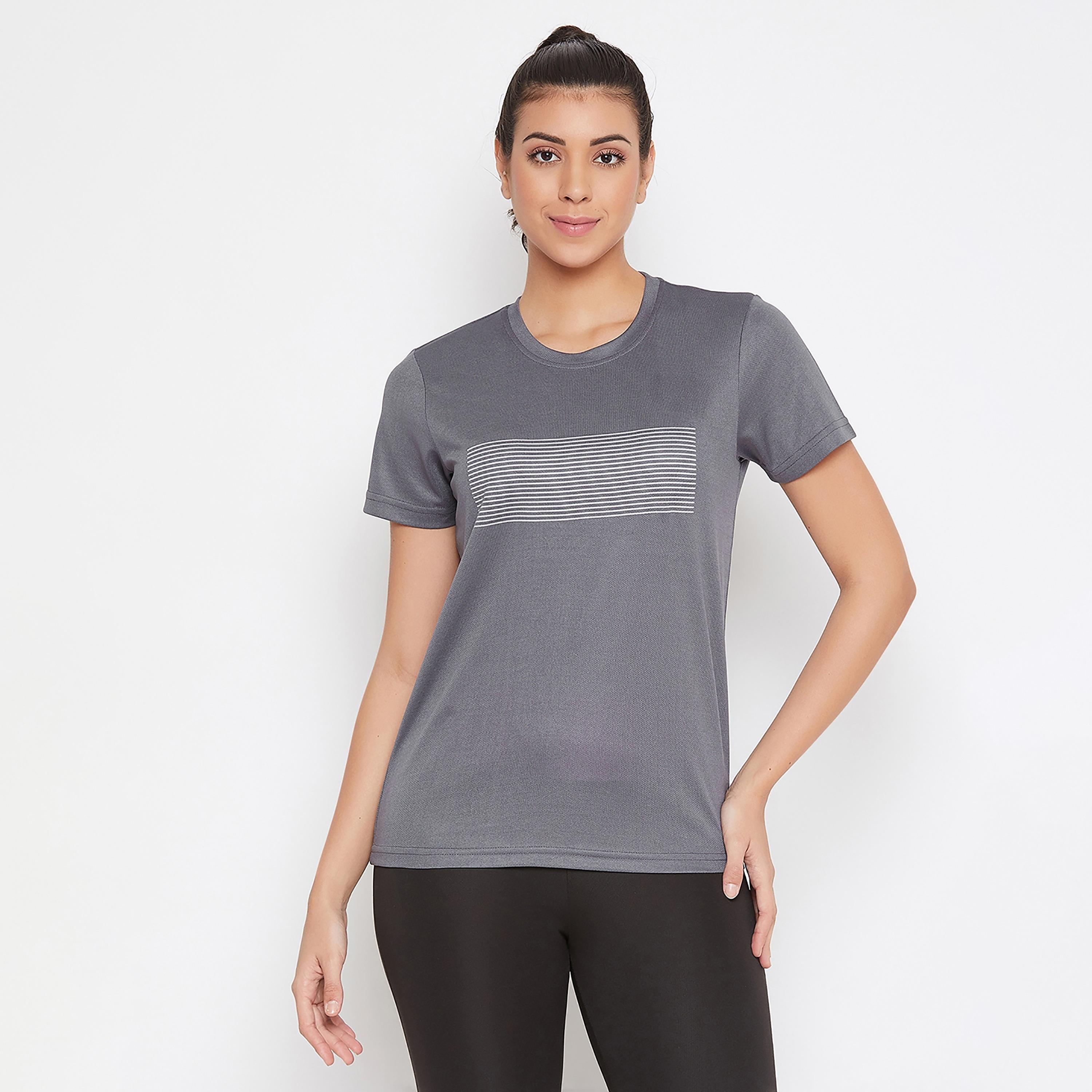 Clovia Stripes Round Neck Short Sleeves T-Shirt-women-clothing-sportswearandactivewear-tshirtsandvests-image-2