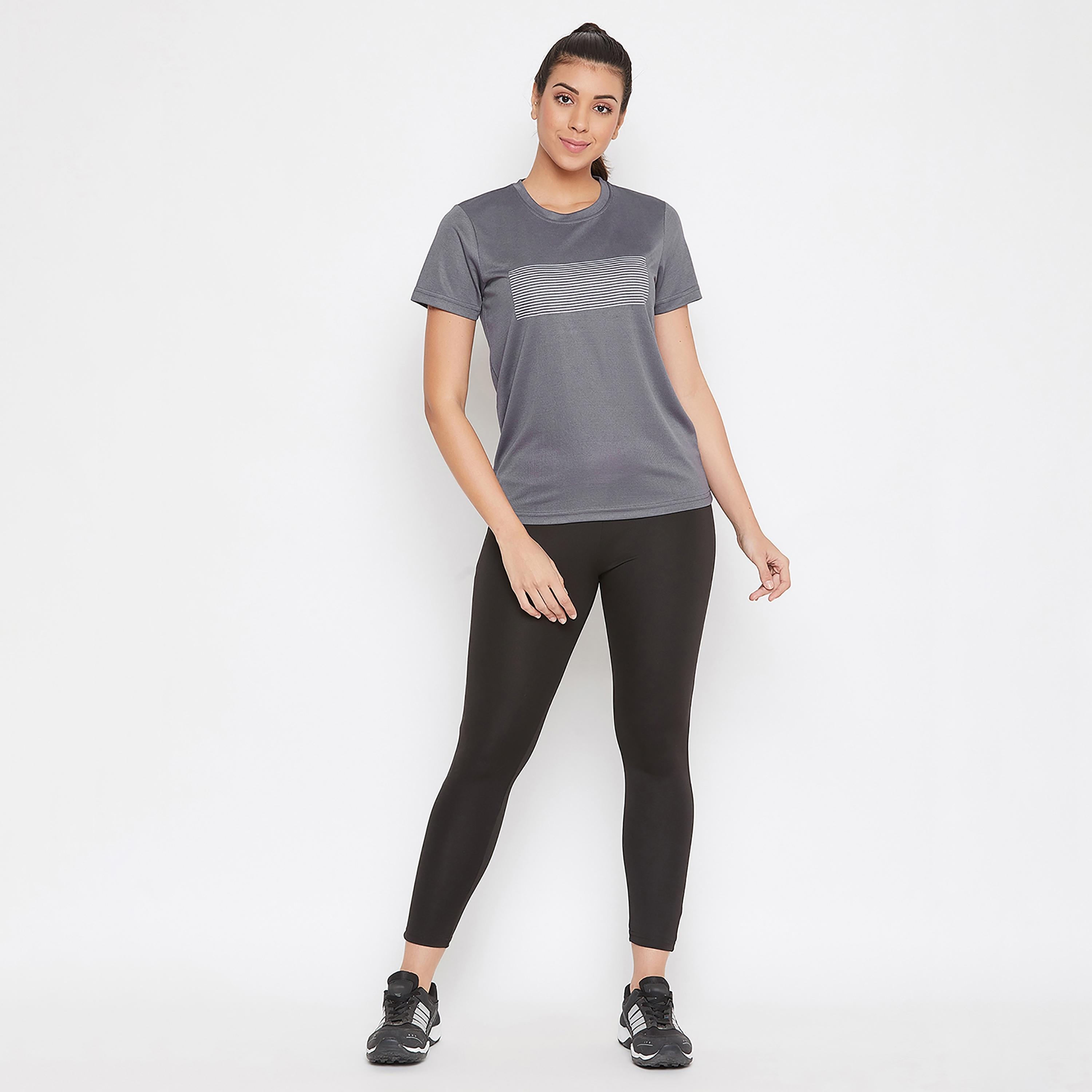 Clovia Stripes Round Neck Short Sleeves T-Shirt-women-clothing-sportswearandactivewear-tshirtsandvests-image-3