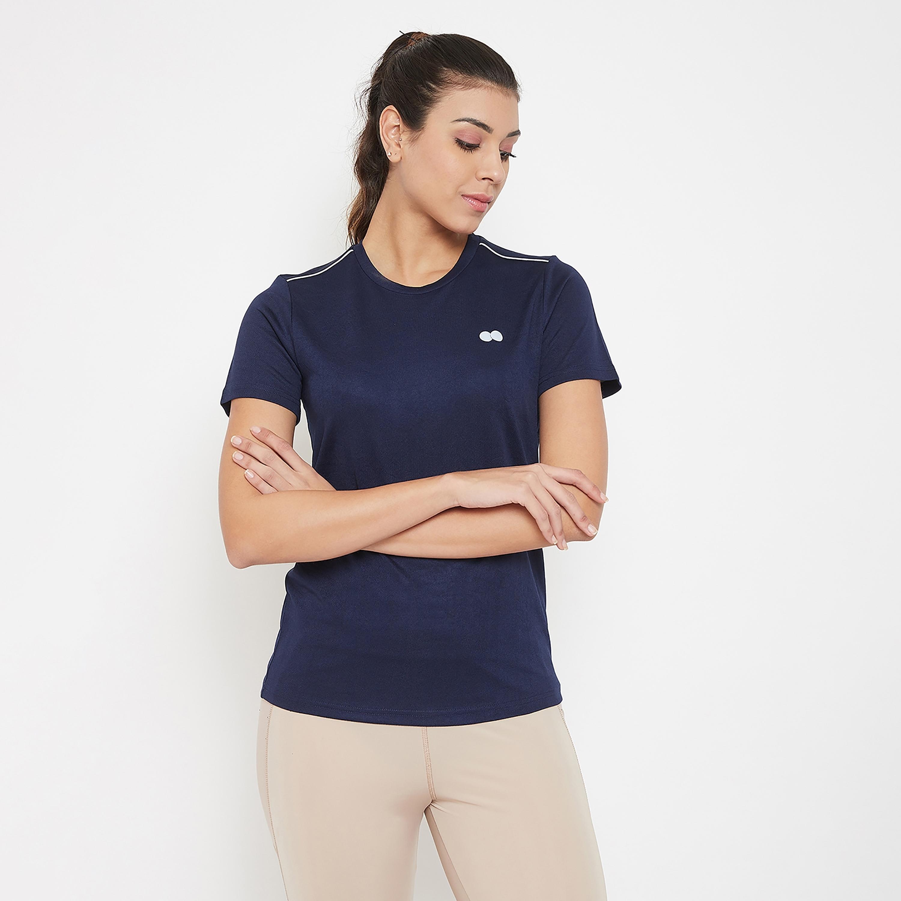 Clovia Solid Round Neck Short Sleeves T-Shirt-women-clothing-sportswearandactivewear-tshirtsandvests-image-2