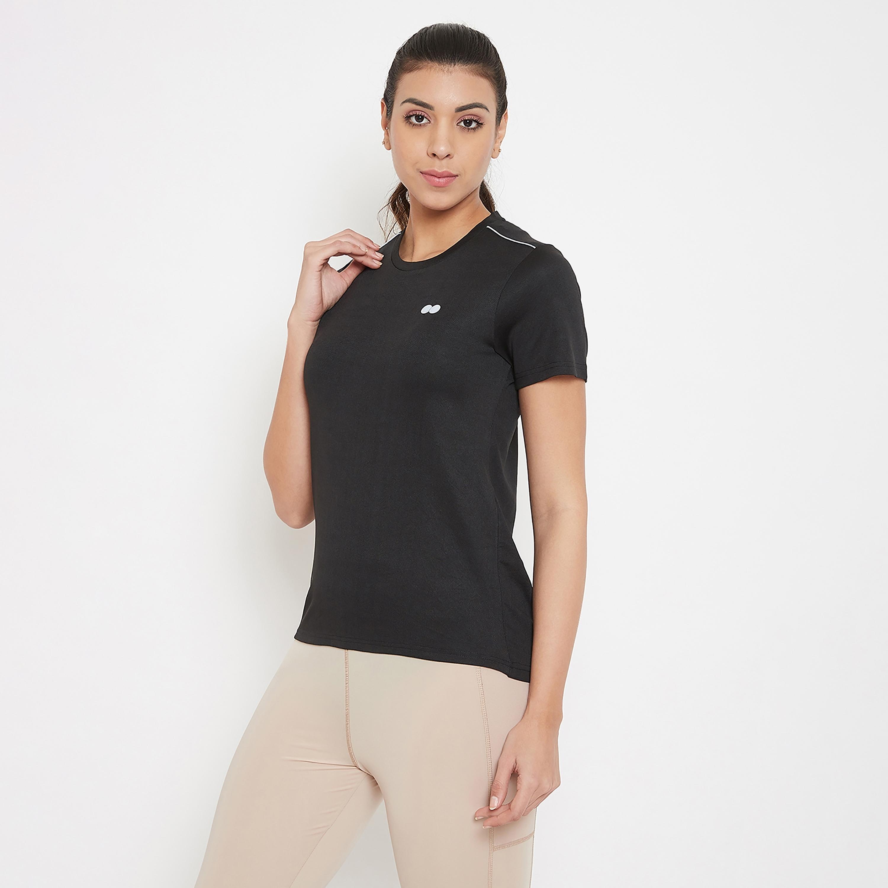 Clovia Solid Round Neck Short Sleeves T-Shirt-sports-women-clothing-tshirtsandvests-image-2