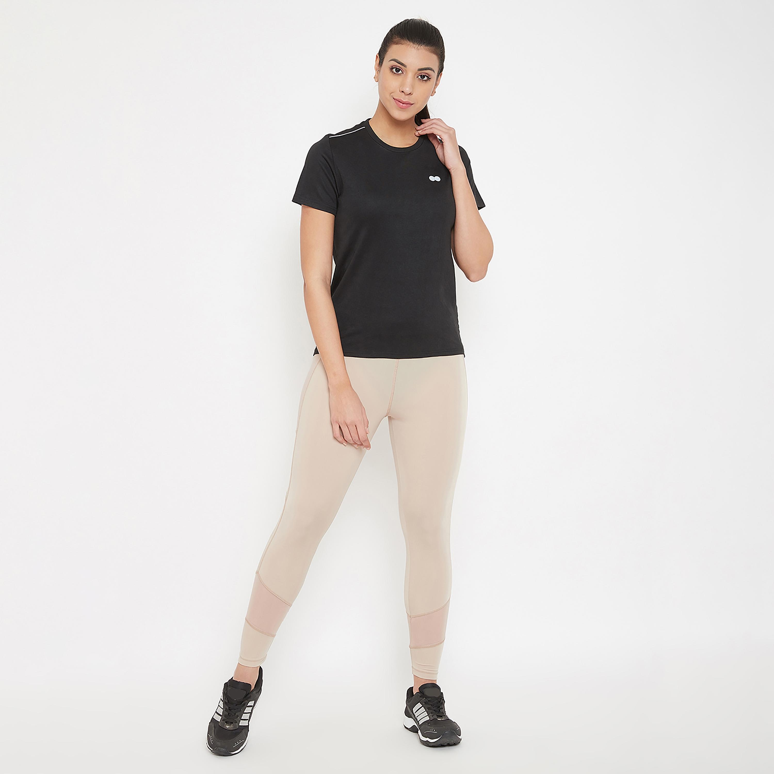 Clovia Solid Round Neck Short Sleeves T-Shirt-sports-women-clothing-tshirtsandvests-image-3