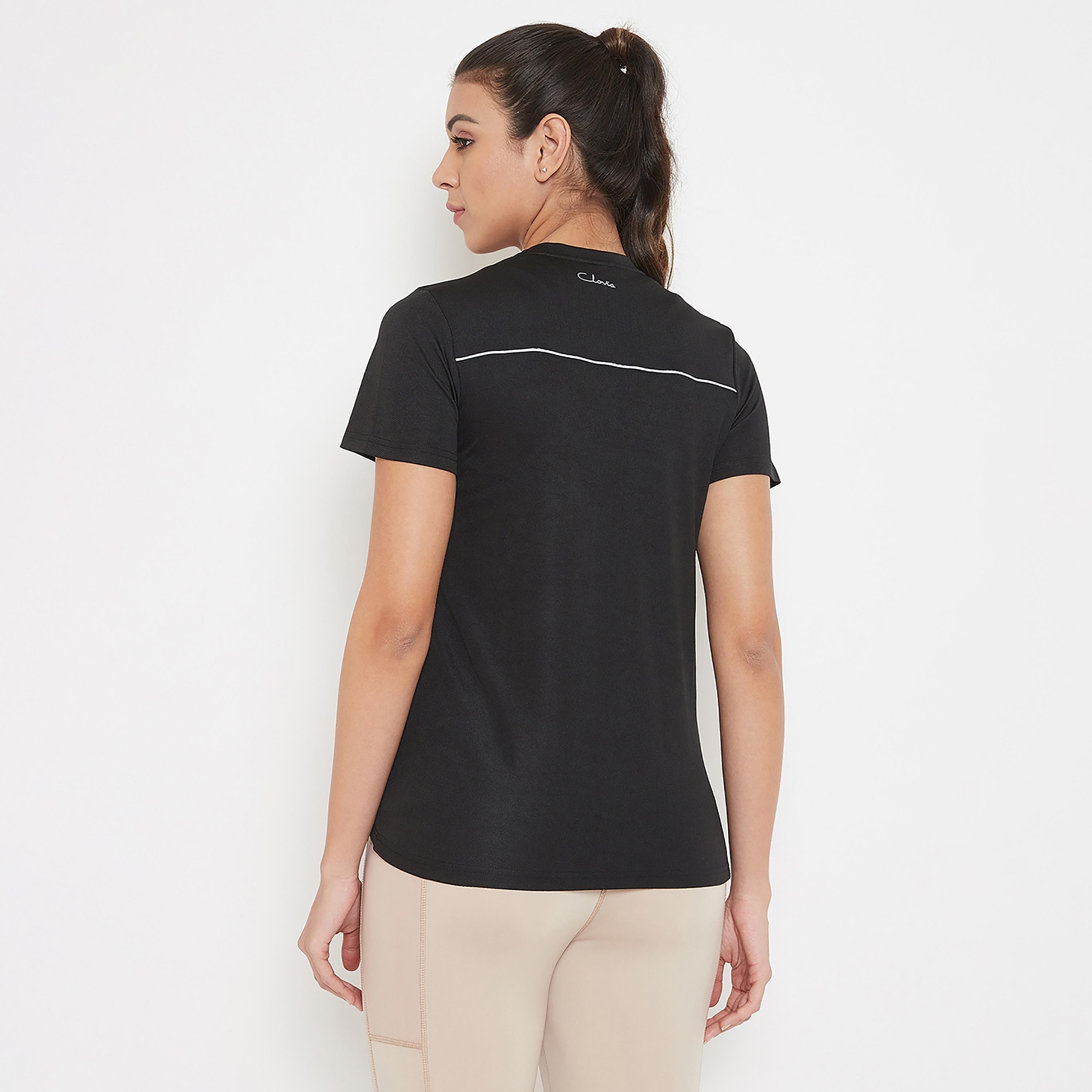 Clovia Solid Round Neck Short Sleeves T-Shirt-sports-women-clothing-tshirtsandvests-image-5