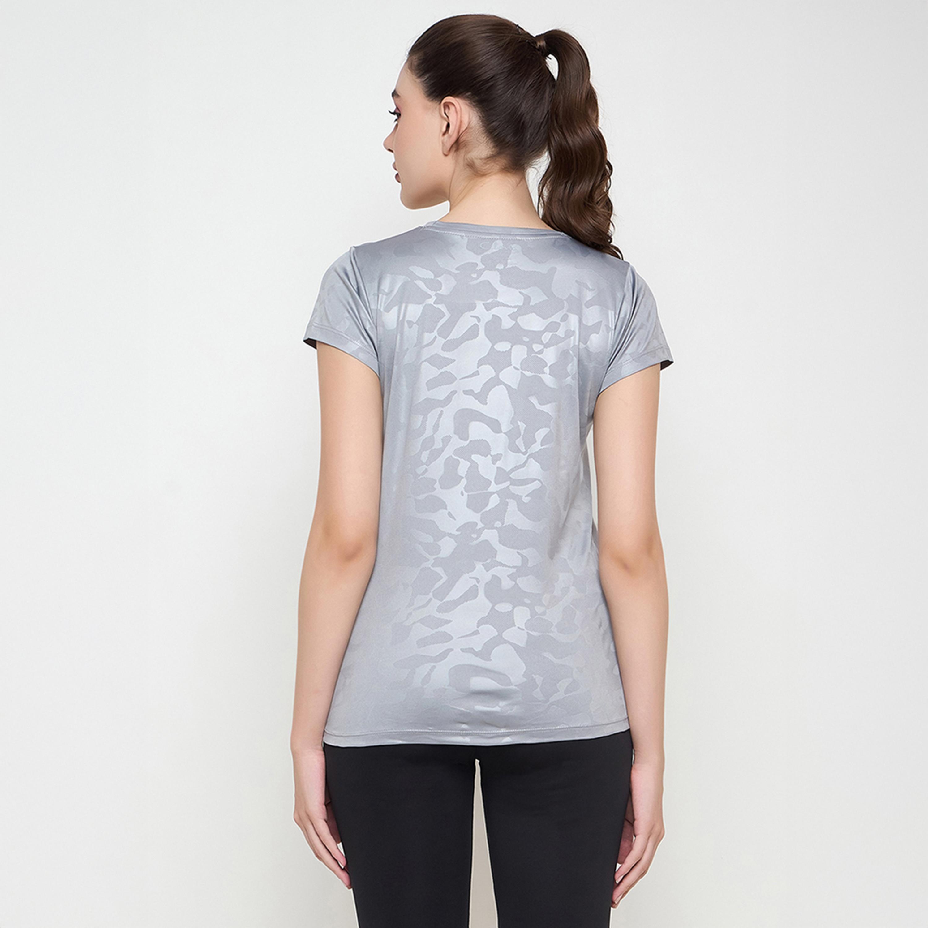 Clovia Comfort Fit Camouflage Print Women's Active T-Shirt in Steel Grey-women-clothing-tshirts-image-5