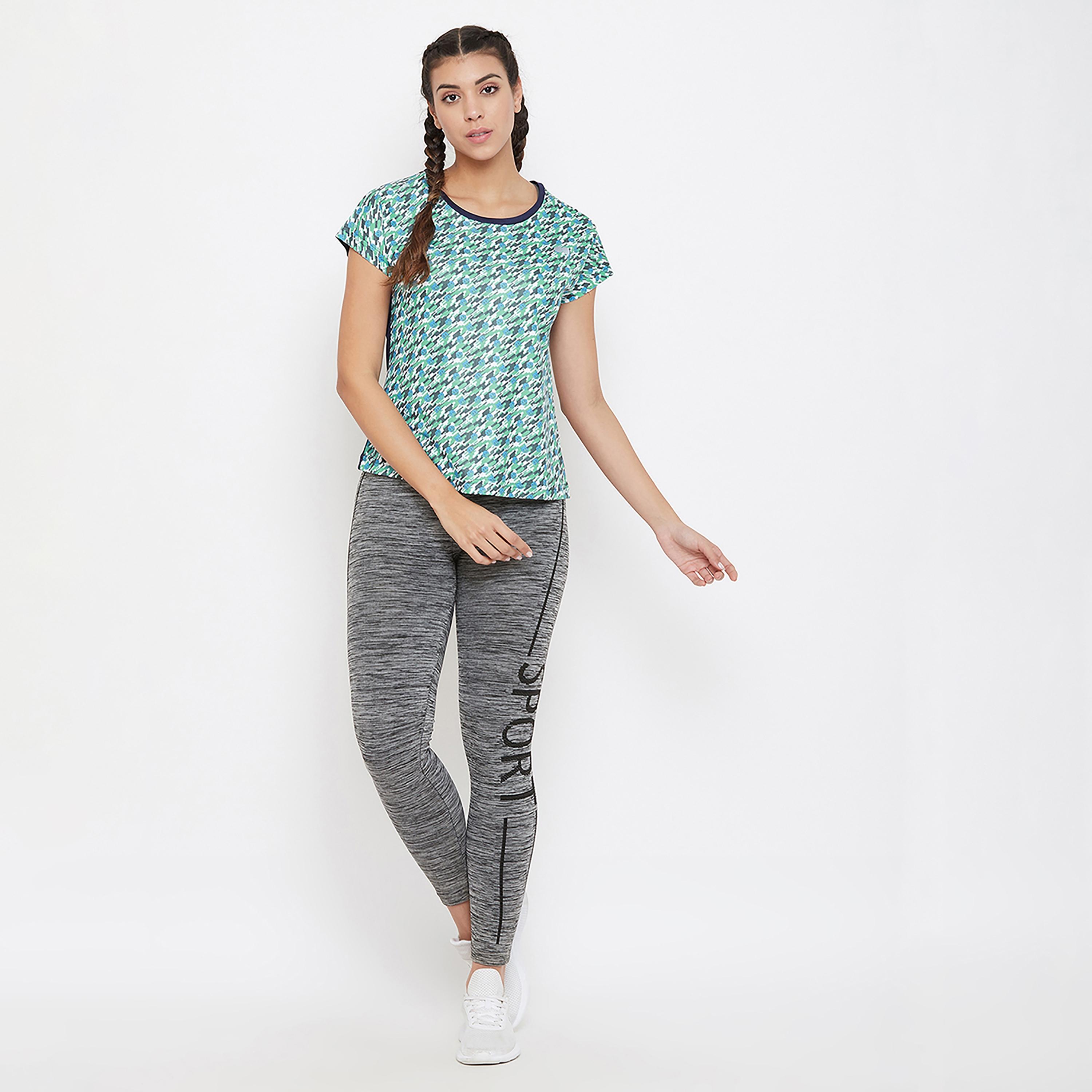 Clovia Comfort Fit Women's Active Emoji Print T-Shirt in Teal-sports-women-clothing-tshirtsandvests-image-6