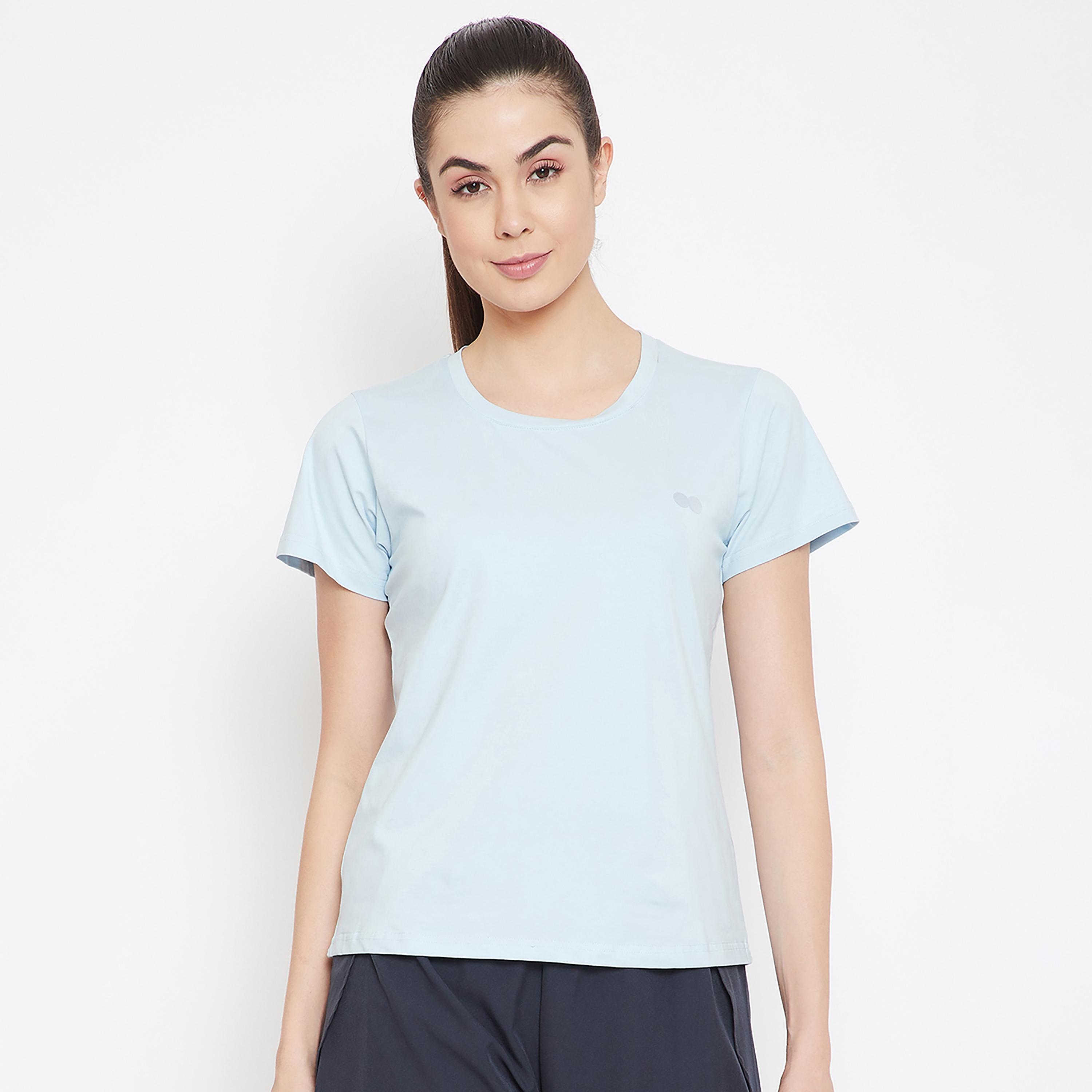 Clovia Solid Round Neck Short Sleeves T-Shirt-women-clothing-sportswearandactivewear-tshirtsandvests-image-2