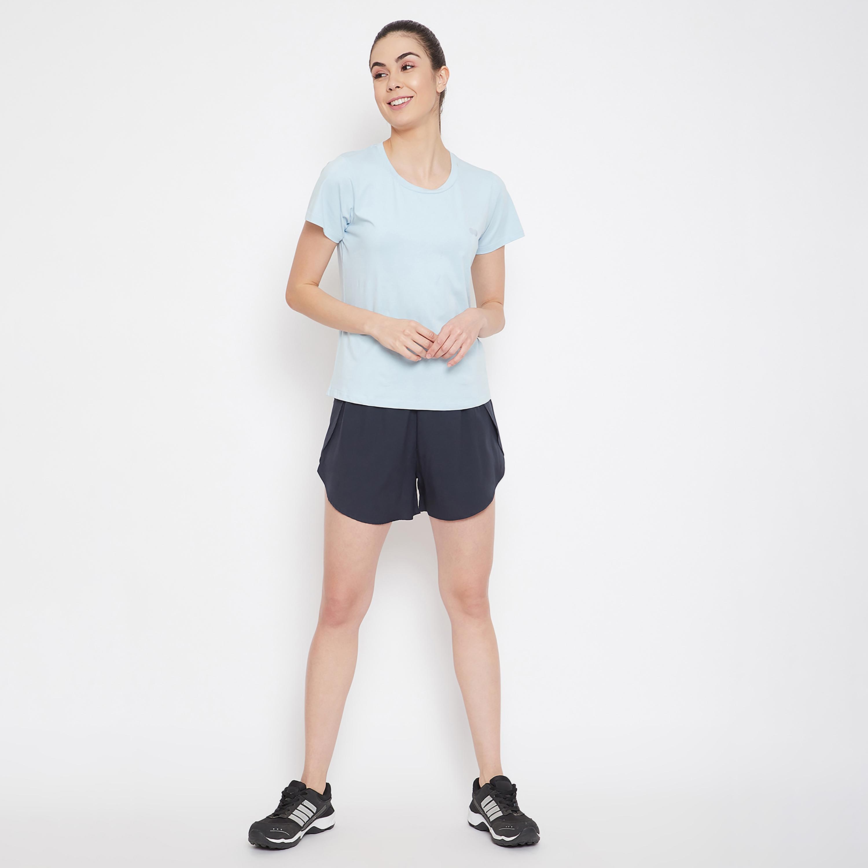 Clovia Solid Round Neck Short Sleeves T-Shirt-women-clothing-sportswearandactivewear-tshirtsandvests-image-3