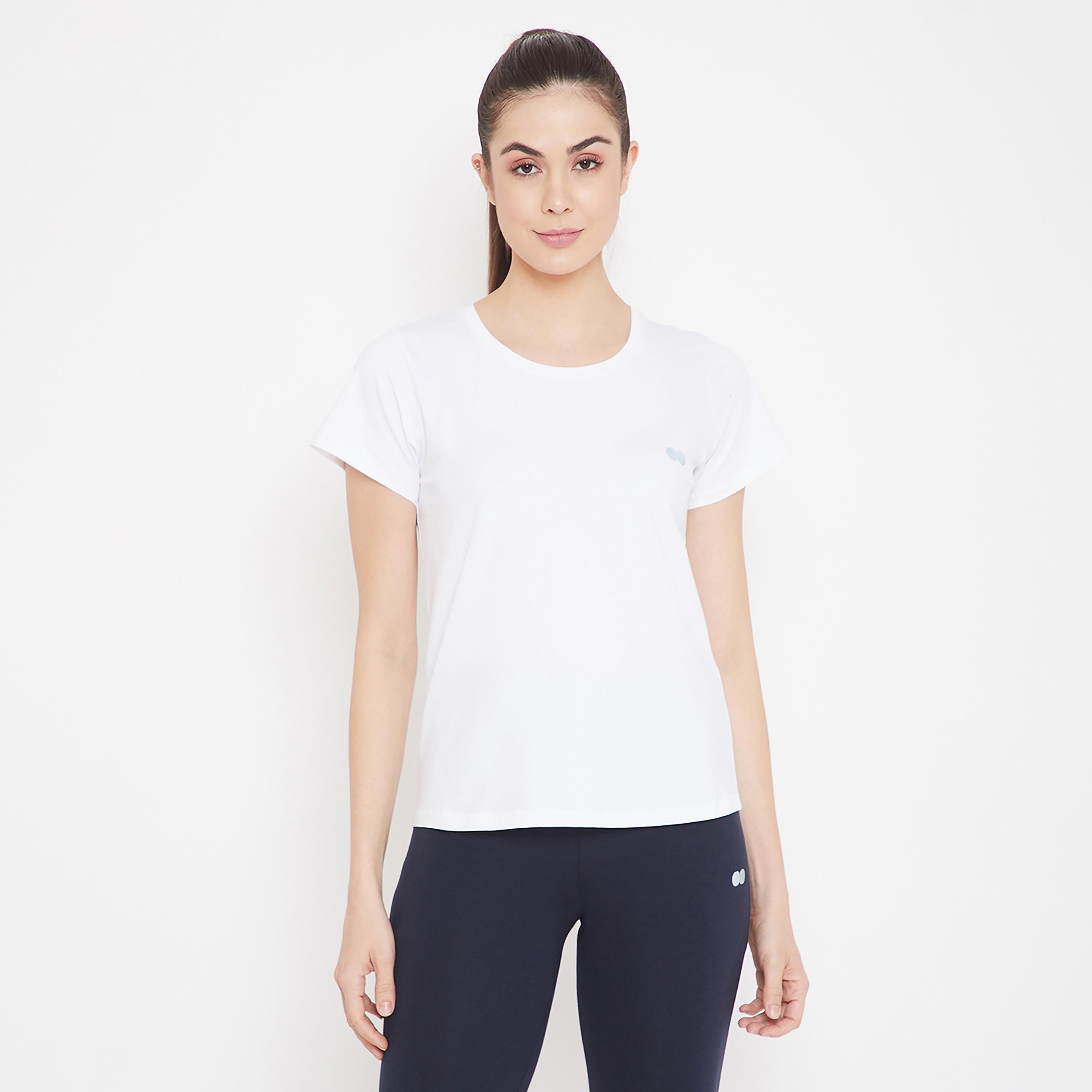 Clovia Solid Round Neck Short Sleeves T-Shirt-women-clothing-sportswearandactivewear-tshirtsandvests-image-2