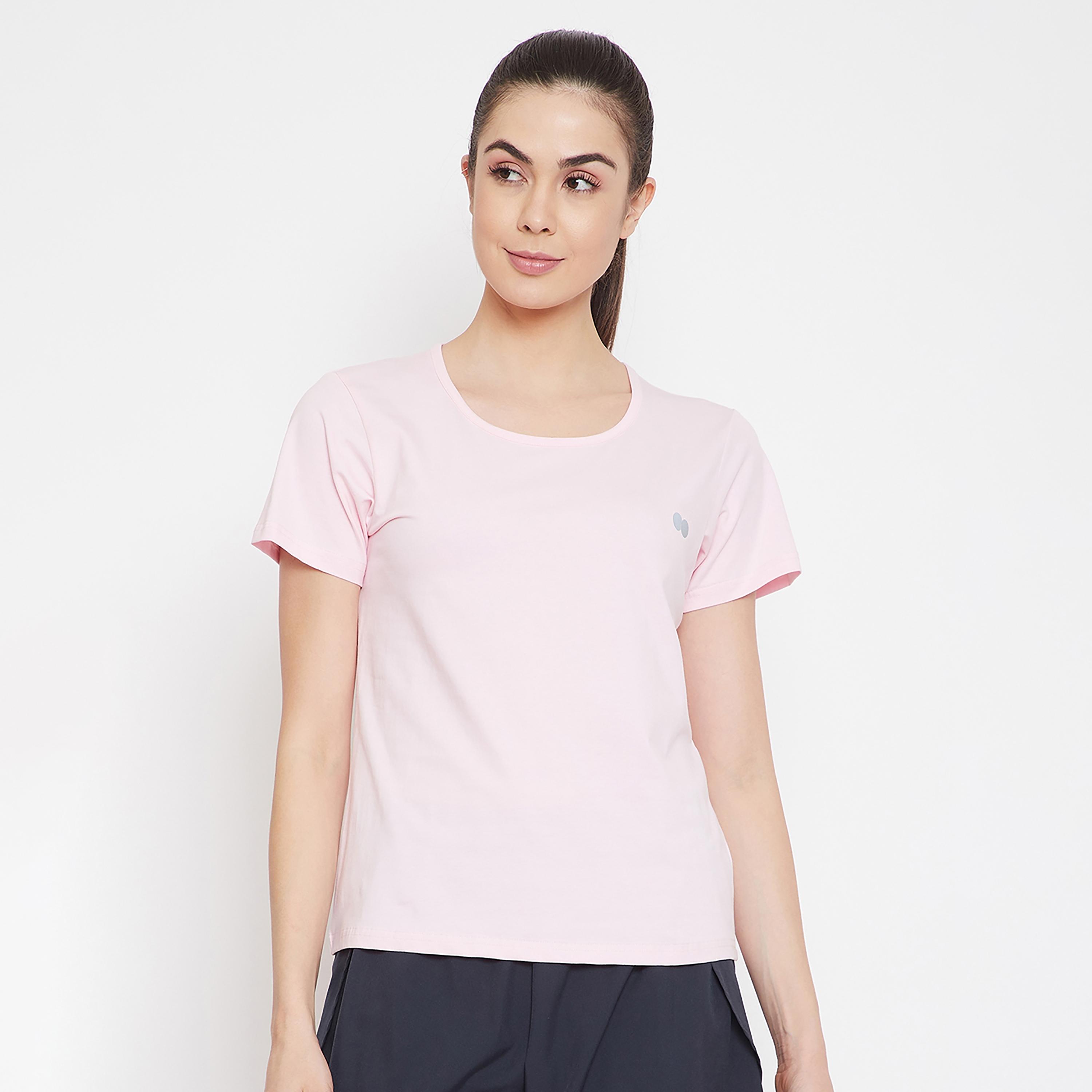 Clovia Solid Round Neck Short Sleeves T-Shirt-women-clothing-sportswearandactivewear-tshirtsandvests-image-2