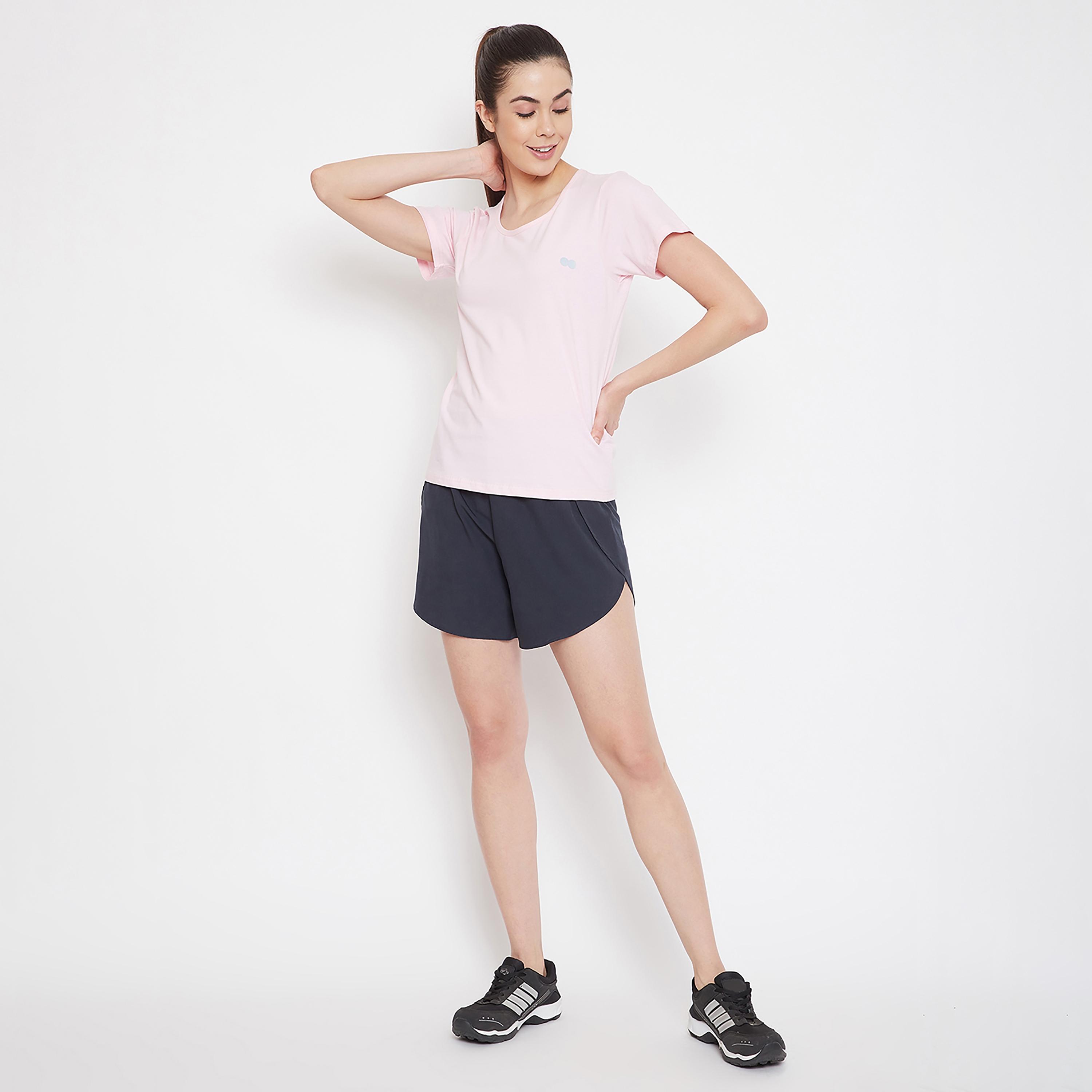 Clovia Solid Round Neck Short Sleeves T-Shirt-women-clothing-sportswearandactivewear-tshirtsandvests-image-3