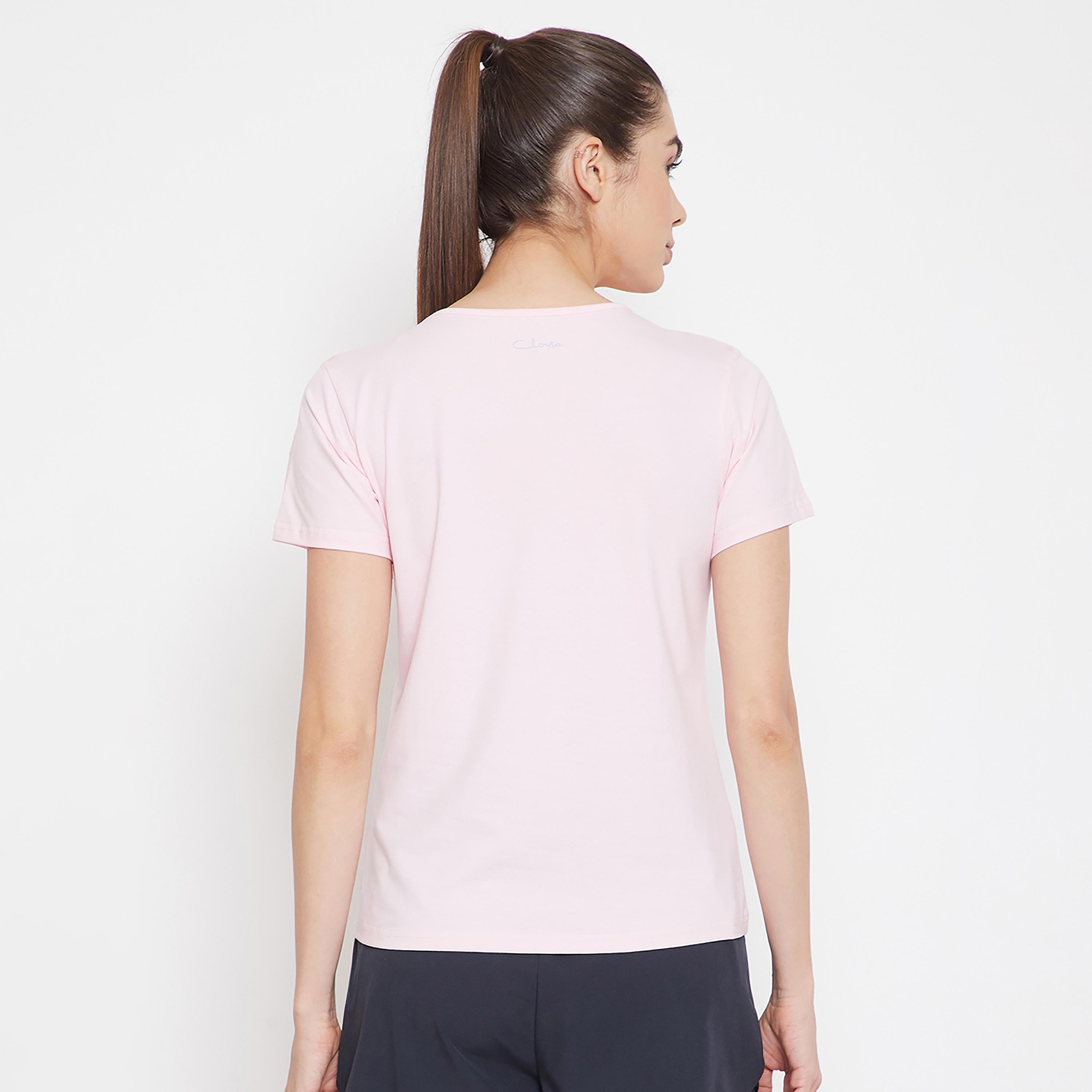 Clovia Solid Round Neck Short Sleeves T-Shirt-women-clothing-sportswearandactivewear-tshirtsandvests-image-5