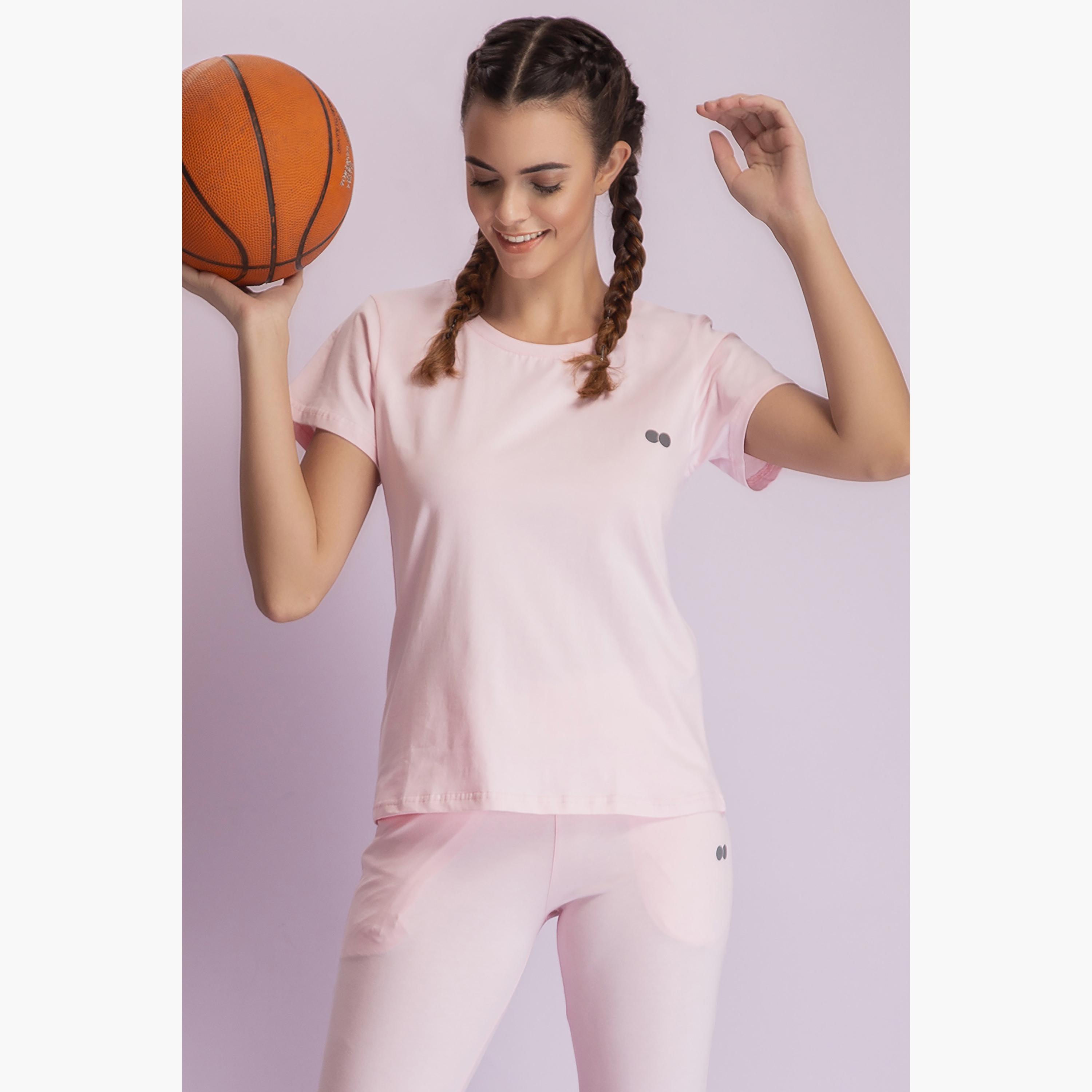 Clovia Solid Round Neck Short Sleeves T-Shirt-women-clothing-sportswearandactivewear-tshirtsandvests-image-1