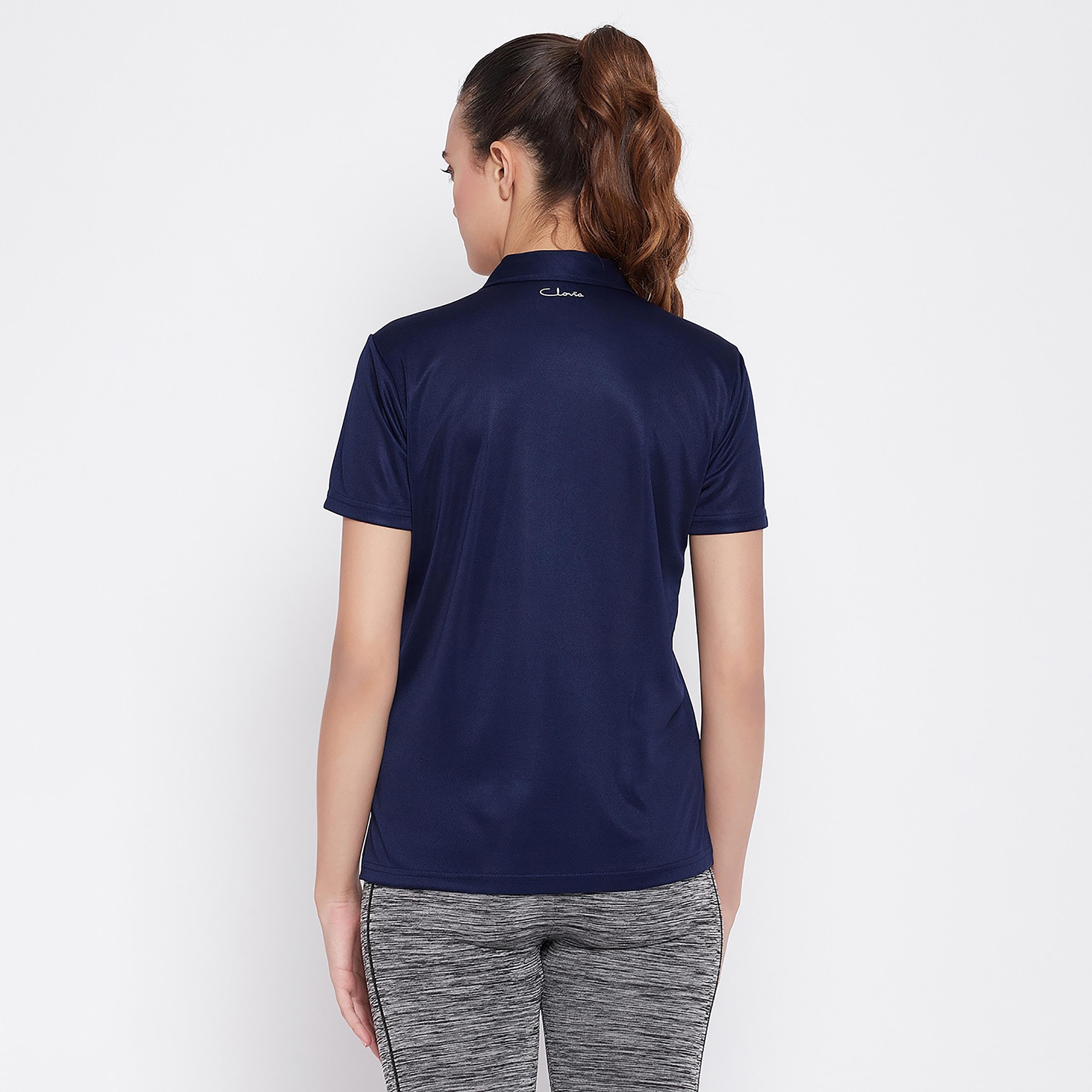 Clovia Solid Short Sleeves Polo T-Shirt-sports-women-clothing-tshirtsandvests-image-5