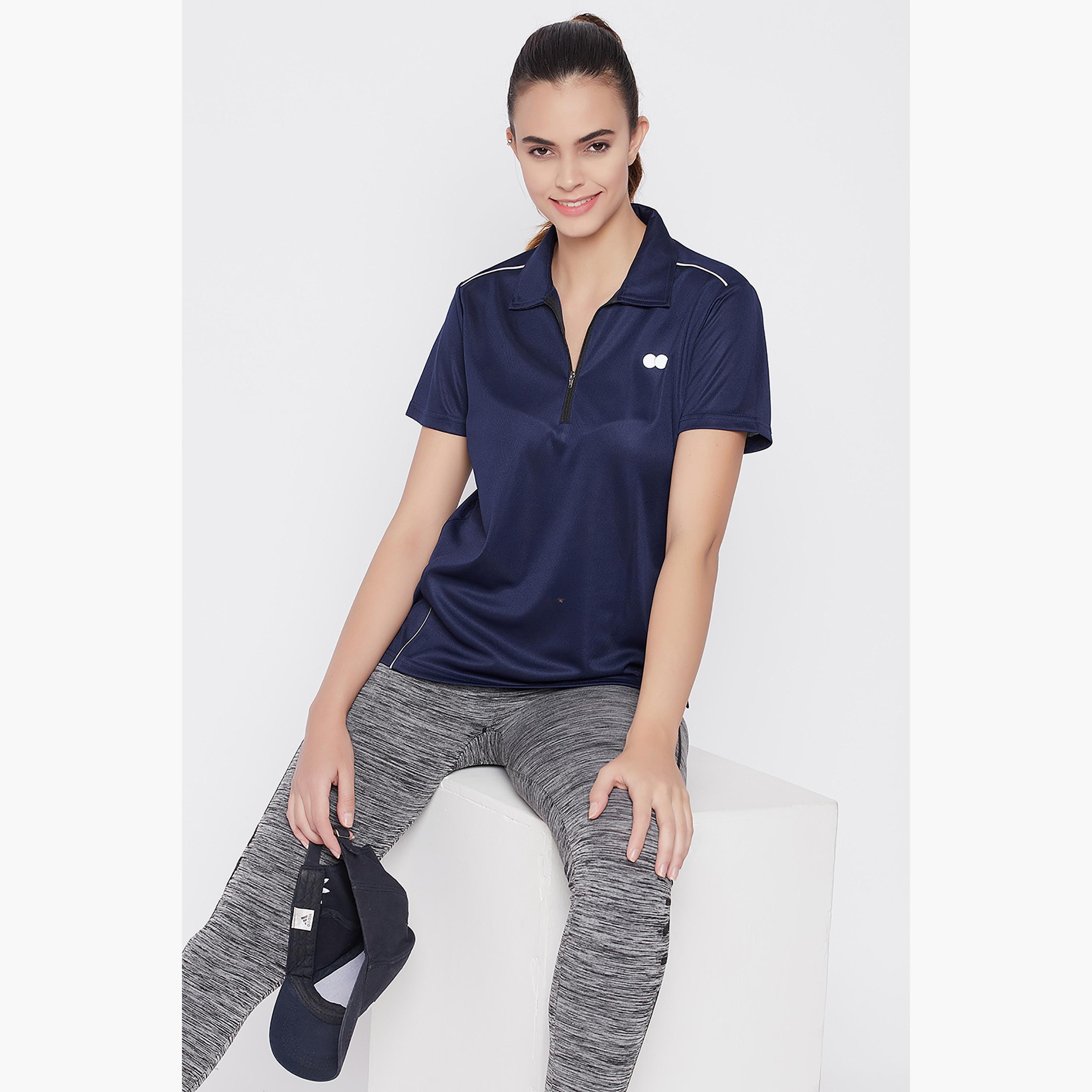 Clovia Solid Short Sleeves Polo T-Shirt-sports-women-clothing-tshirtsandvests-image-1
