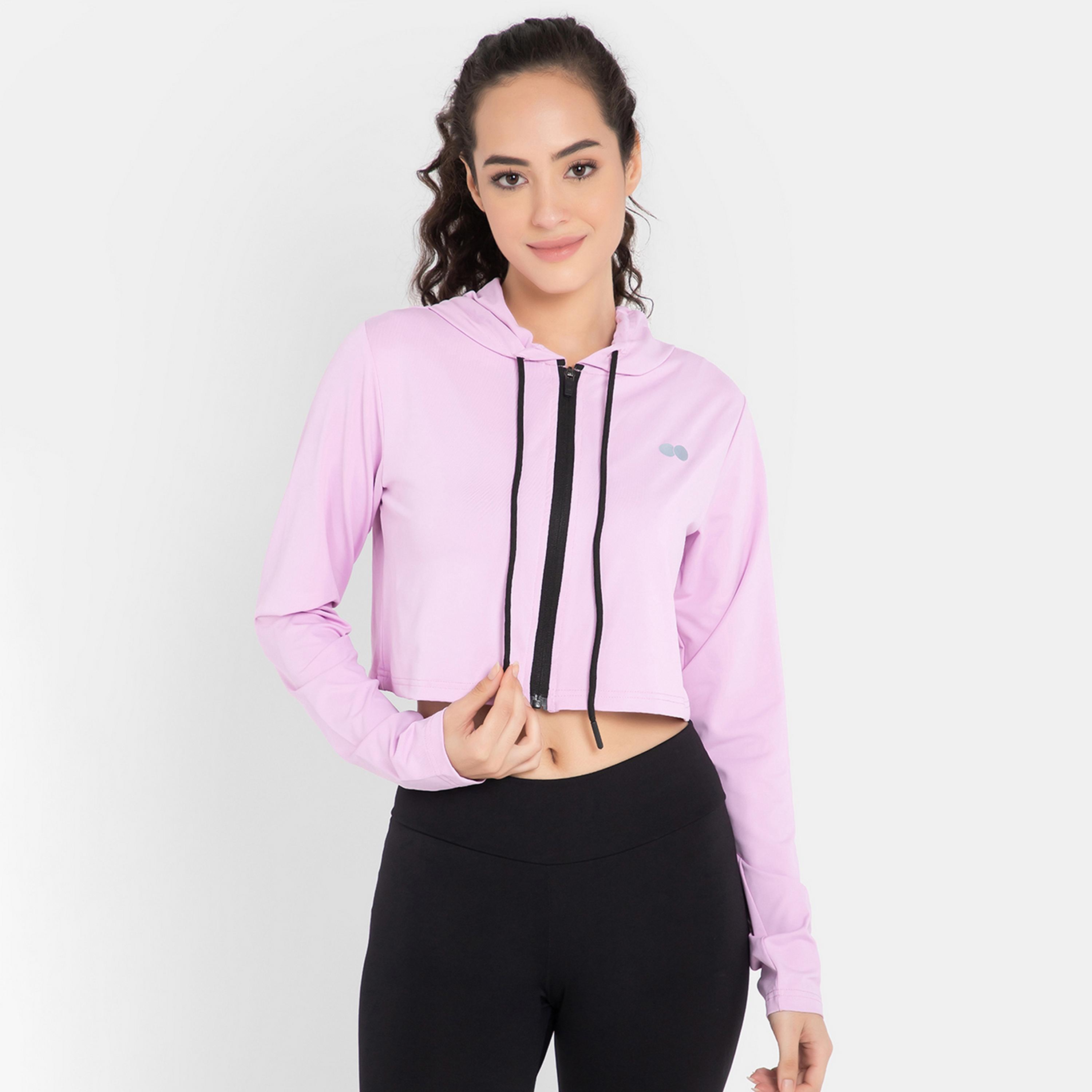 Clovia Comfort-Fit Women's Crop Hoodie in Lavender-women-clothing-sportswearandactivewear-hoodiesandsweatshirts-image-1