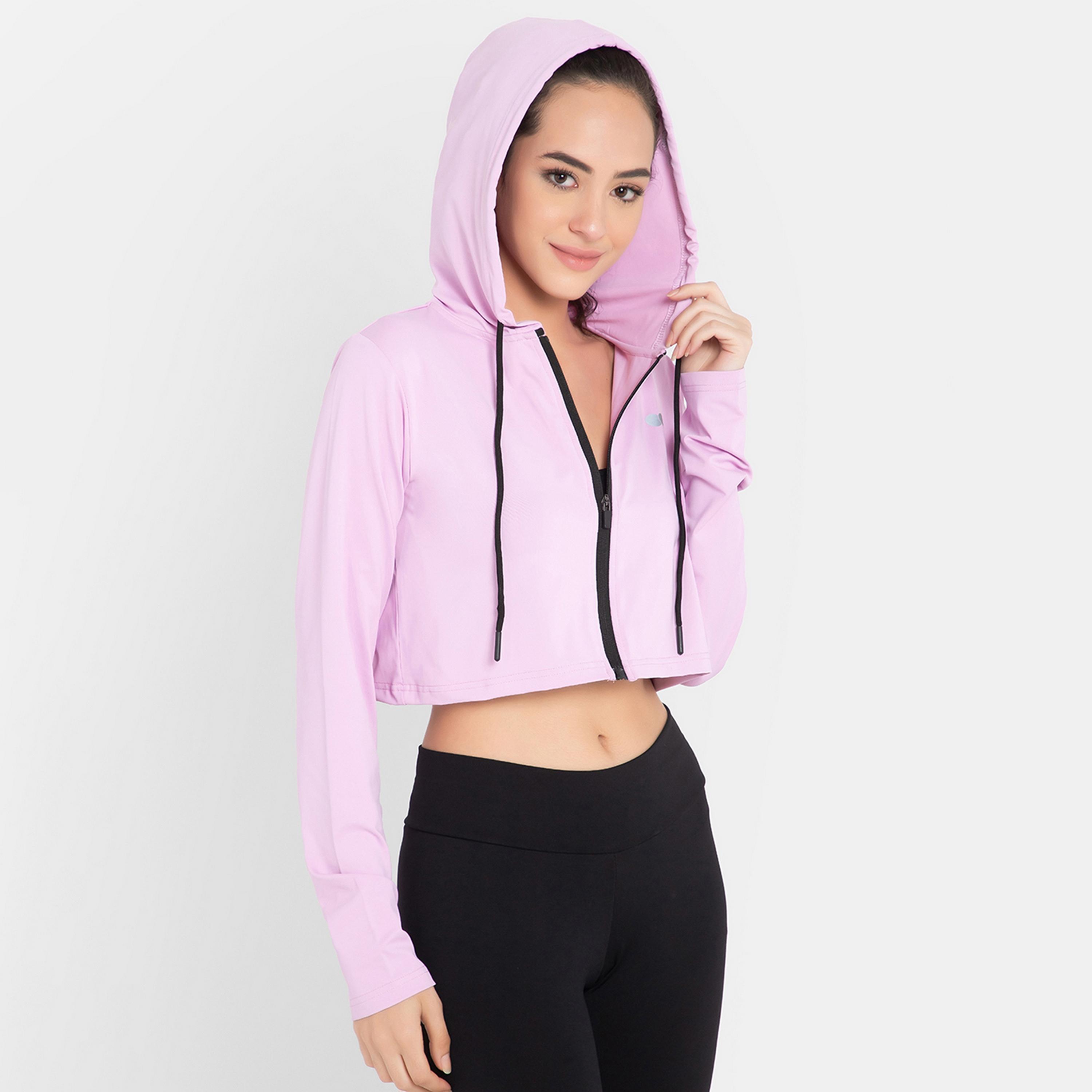 Clovia Comfort-Fit Women's Crop Hoodie in Lavender-women-clothing-sportswearandactivewear-hoodiesandsweatshirts-image-3