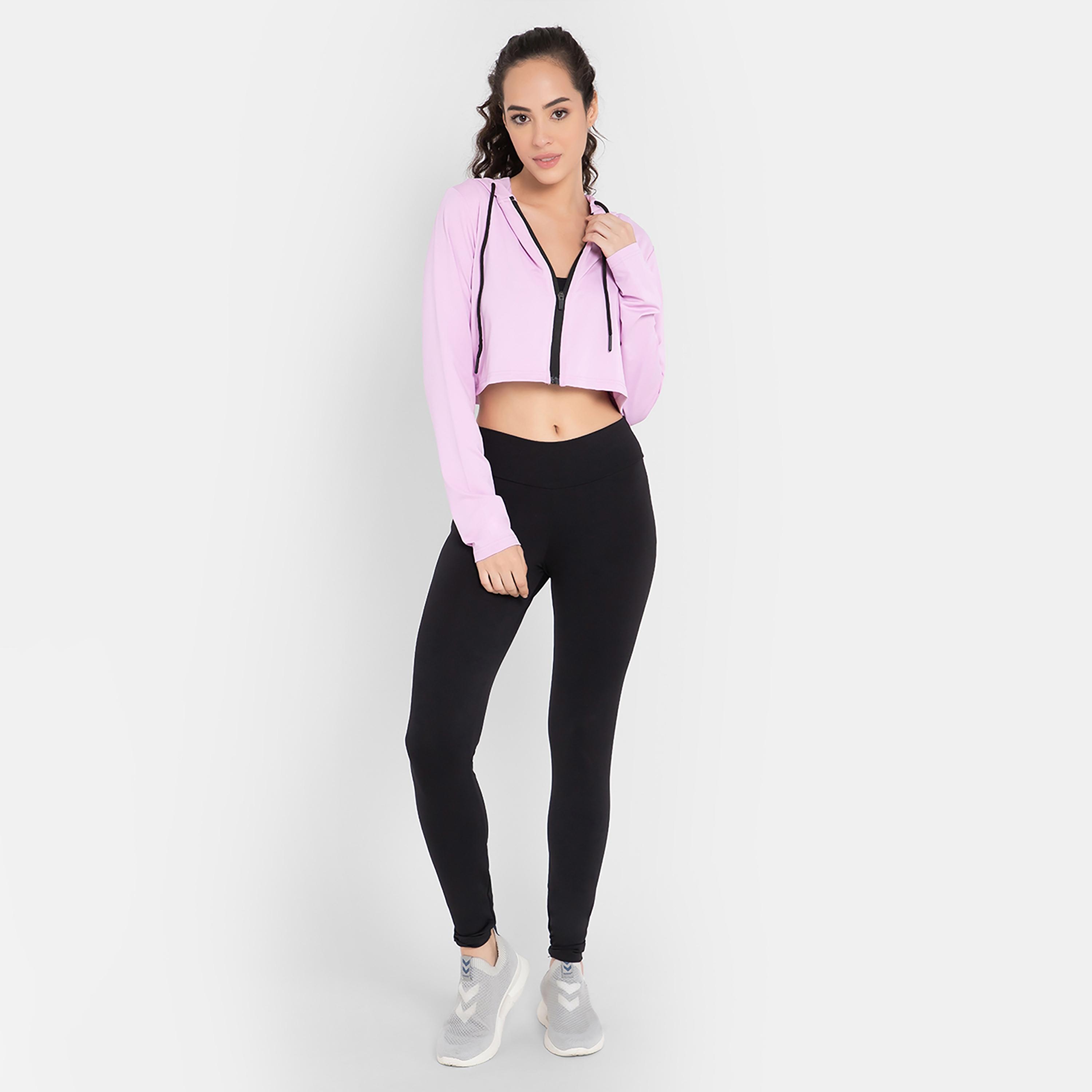 Clovia Comfort-Fit Women's Crop Hoodie in Lavender-women-clothing-sportswearandactivewear-hoodiesandsweatshirts-image-7