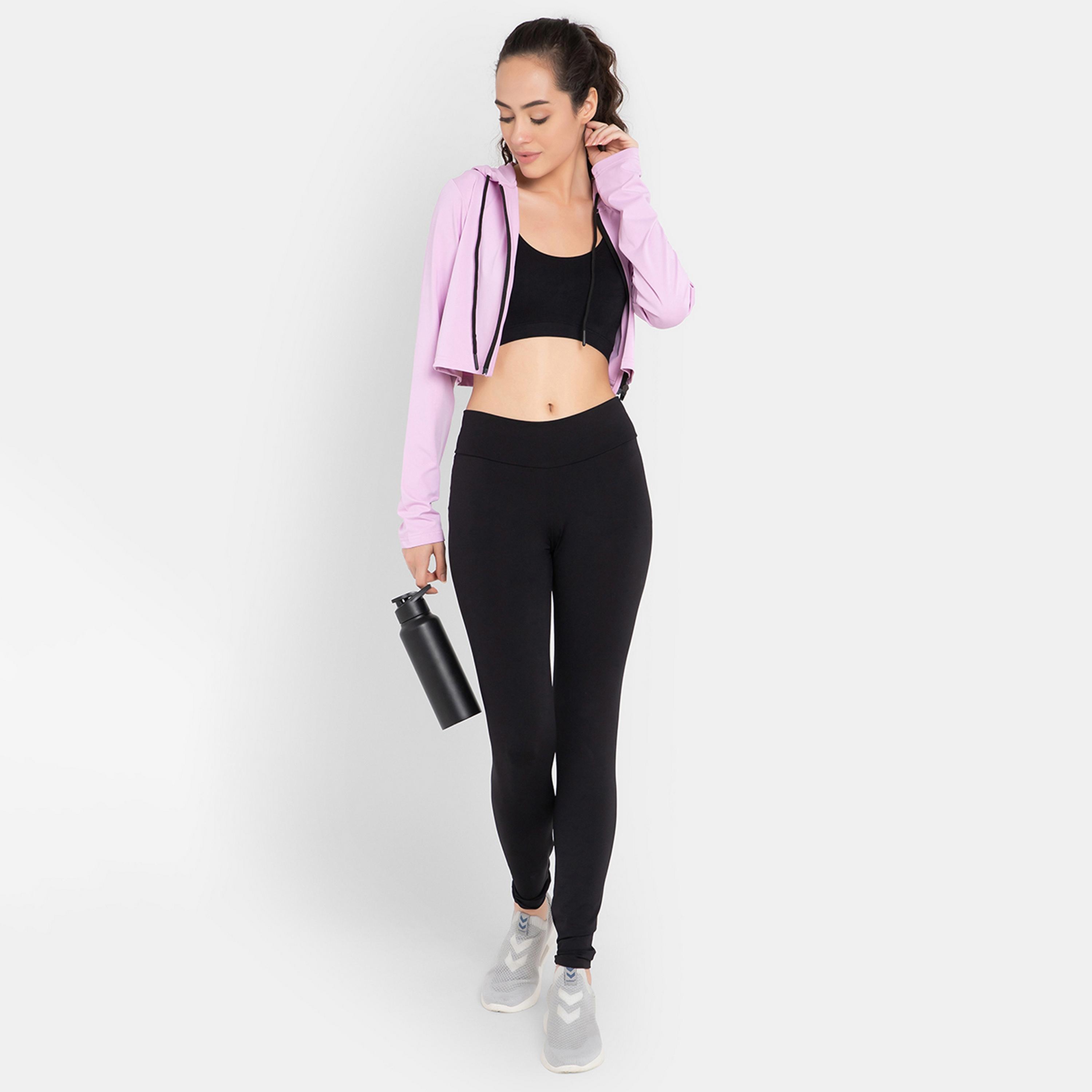 Clovia Comfort-Fit Women's Crop Hoodie in Lavender-women-clothing-sportswearandactivewear-hoodiesandsweatshirts-image-8