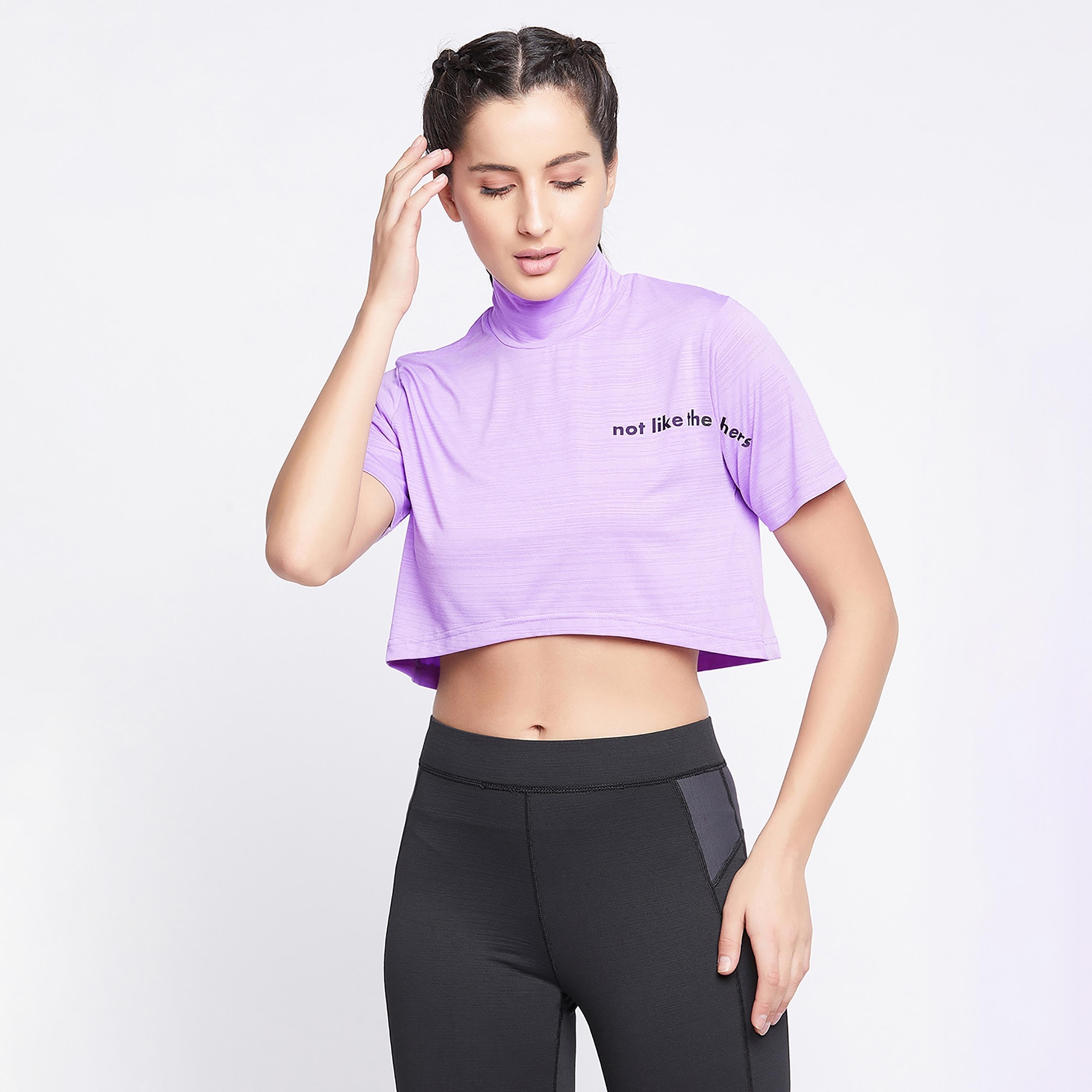 Clovia Solid Turtle Neck Crop Top-women-clothing-sportswearandactivewear-tshirtsandvests-image-2