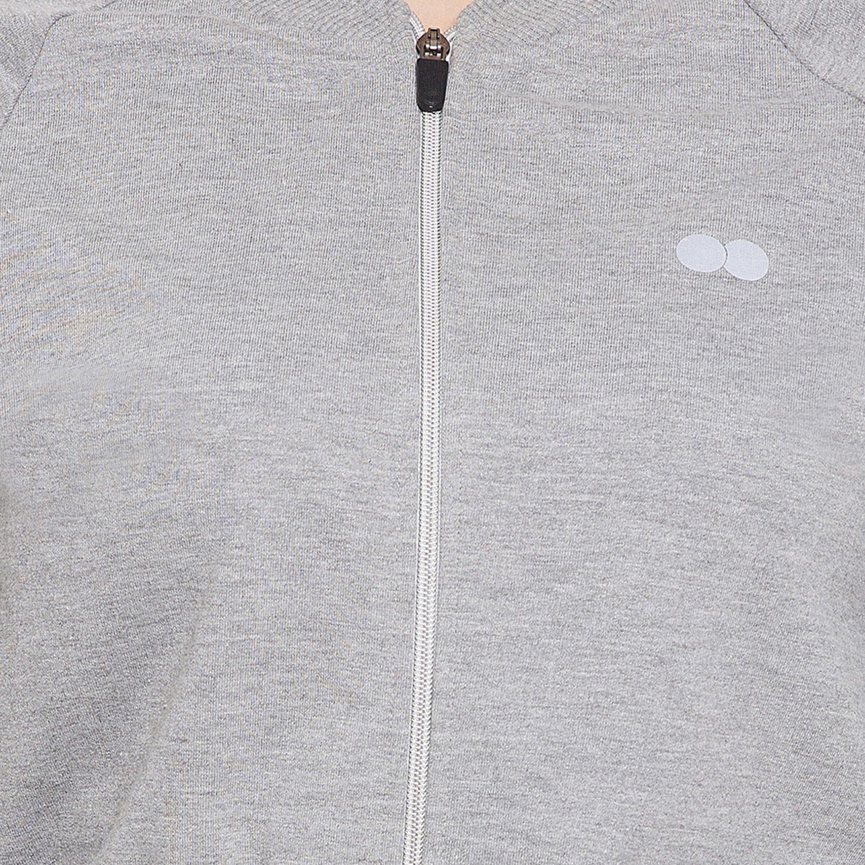 Clovia Comfort-Fit Women's Active Crop Sweatshirt in Melange Grey with Plain Logo-women-clothing-sportswearandactivewear-hoodiesandsweatshirts-image-5