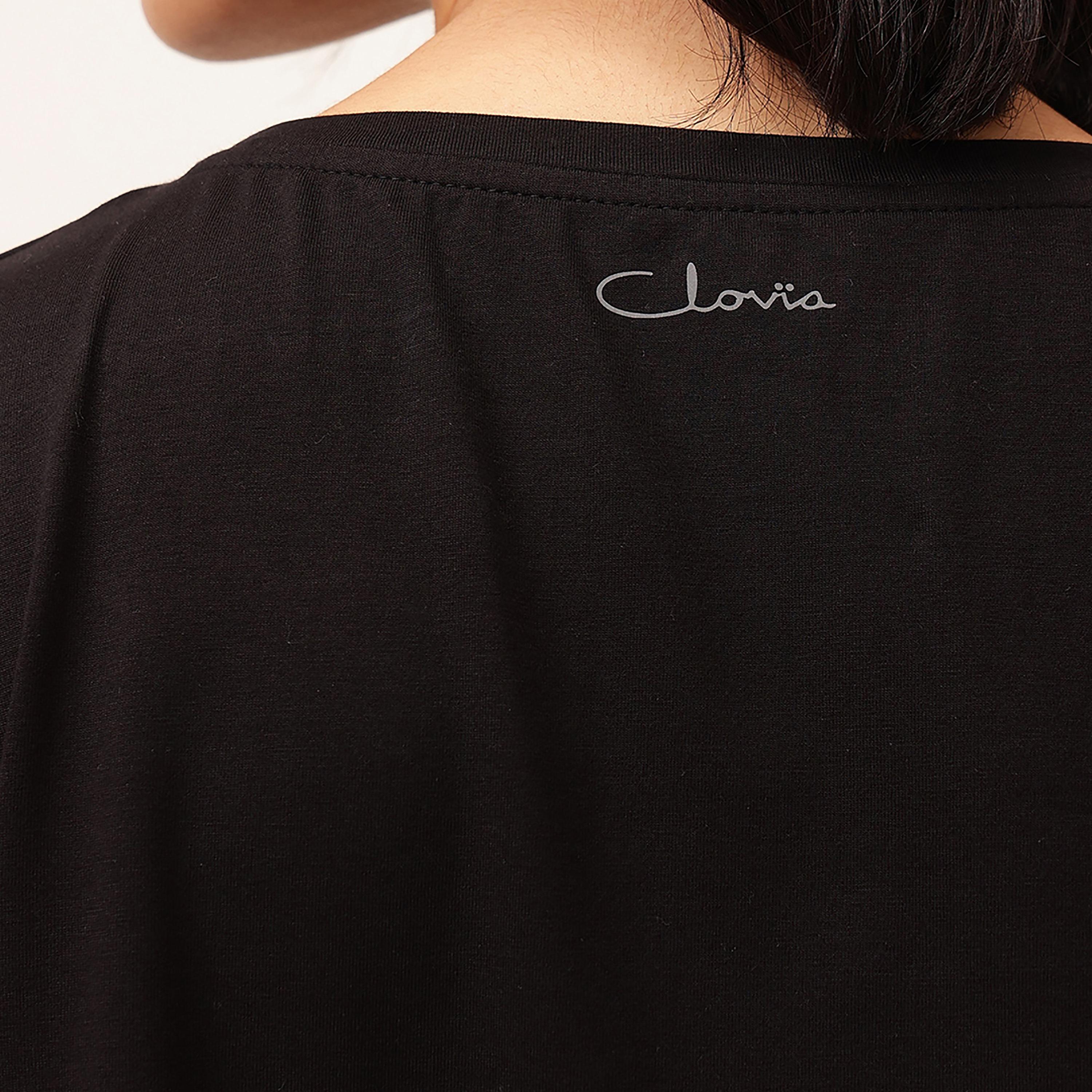تي شيرت رياضي بقصة مريحة - قطن أسود من كلوفيا-women-clothing-tshirts-image-5