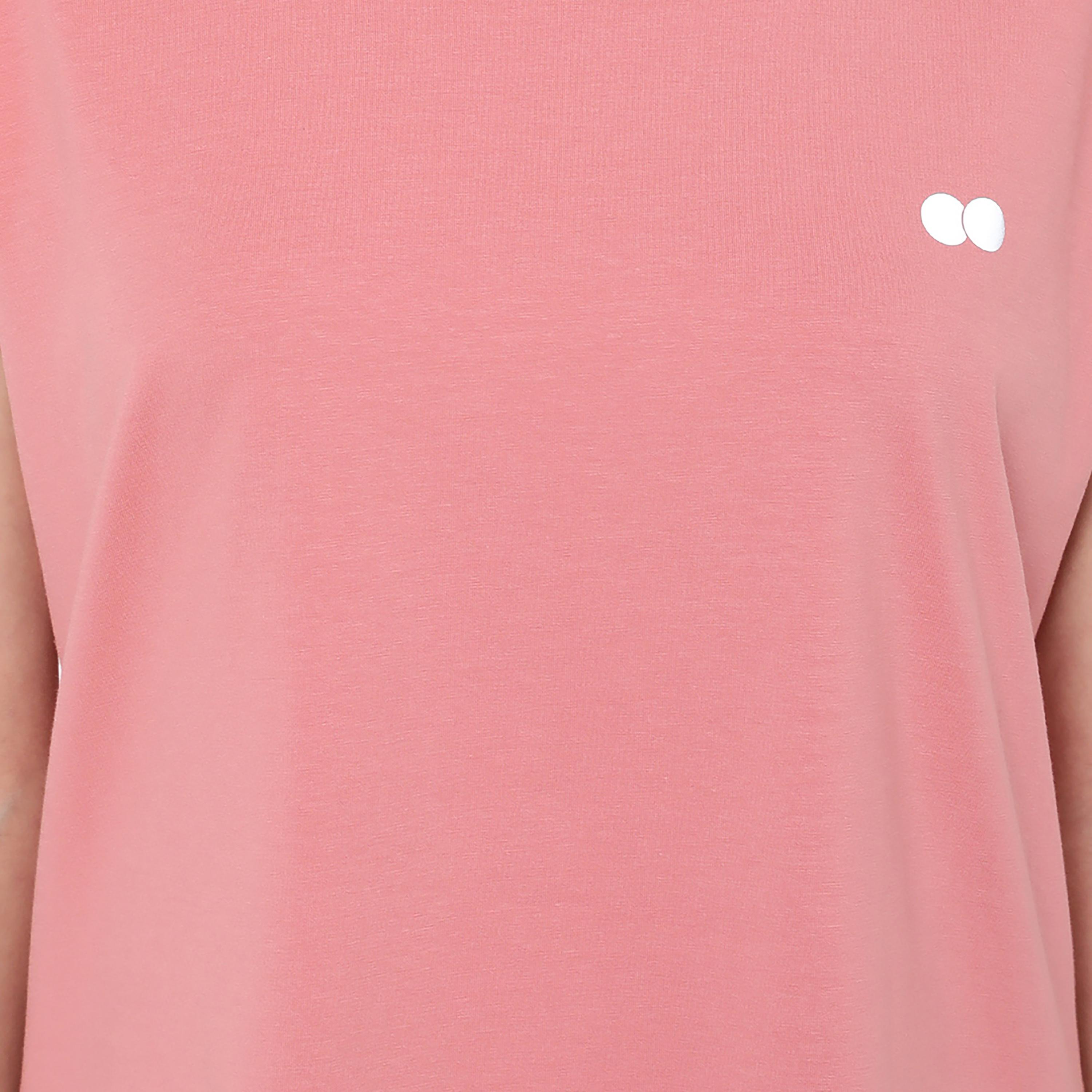 Clovia Comfort Fit Women's Active T-Shirt in Salmon Pink - Cotton-women-clothing-tshirts-image-6