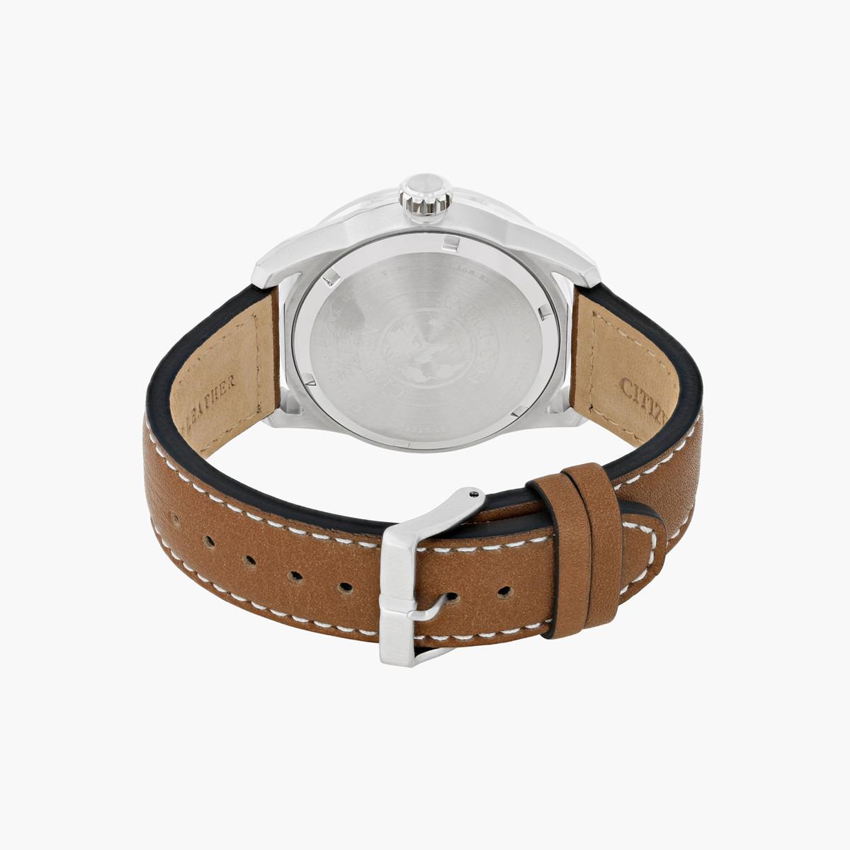ساعة تناظرية بنيّة إيكو درايف بحزام جلد للرجال من سيتيزن - AW1360 12H-men-watchesandjewellery-watches-image-2