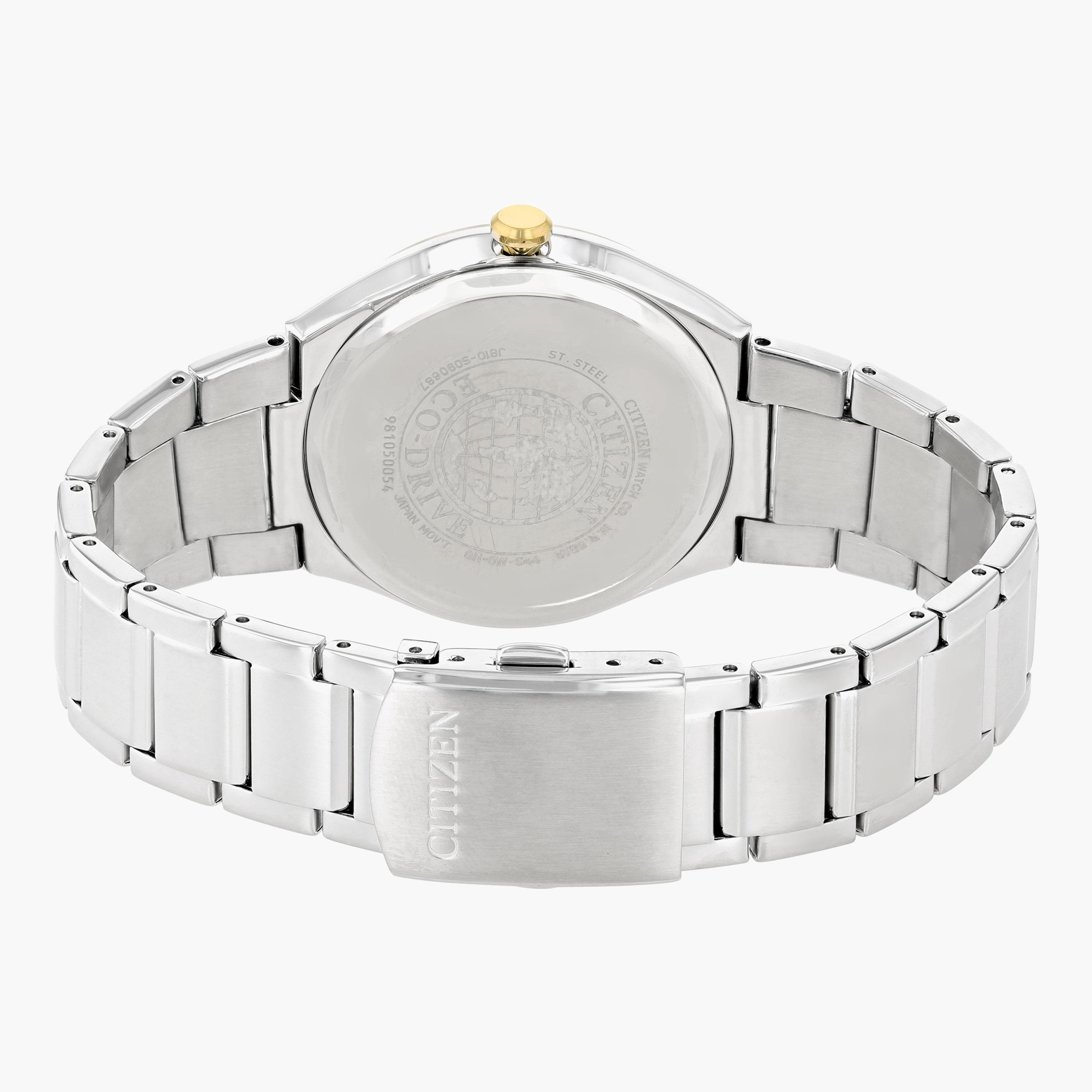 ساعة تناظرية فضيّة/ ذهبية إيكو درايف بحزام معدني للرجال من سيتيزن - AW137451B-men-watchesandjewellery-watches-image-2