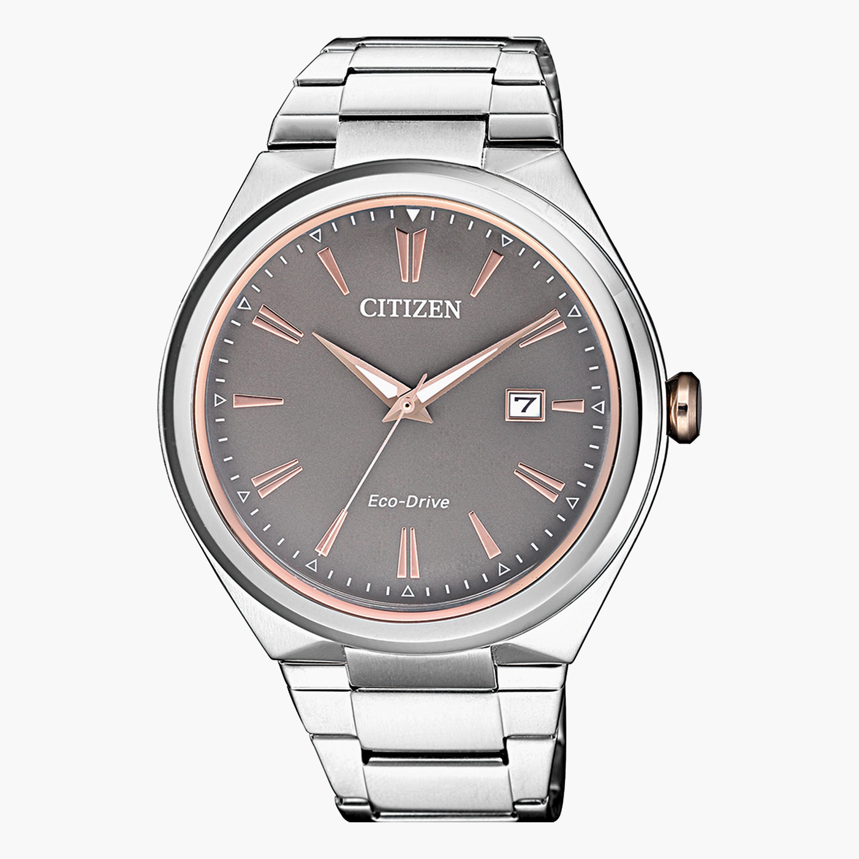 Citizen Men's Silver/Gold Analog Eco-Drive Metal Strap Watch AW137655H-men-watchesandjewellery-watches-image-1