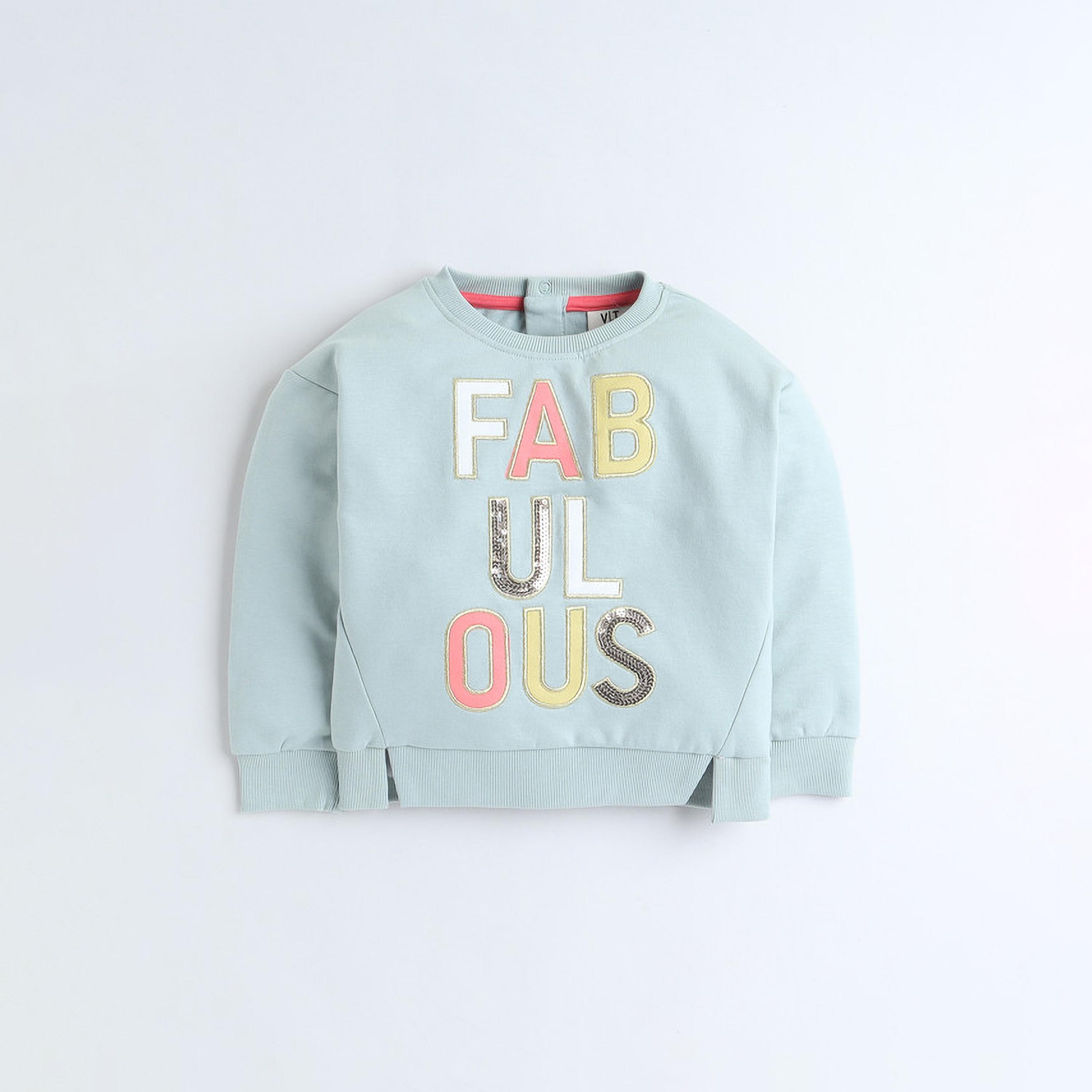 سويت شيرت مطرز بأكمام طويلة قطعتين من مع بنطال ضيق من فيكتور اند جين-girls-clothing-winterwear-setsandcoords-image-2