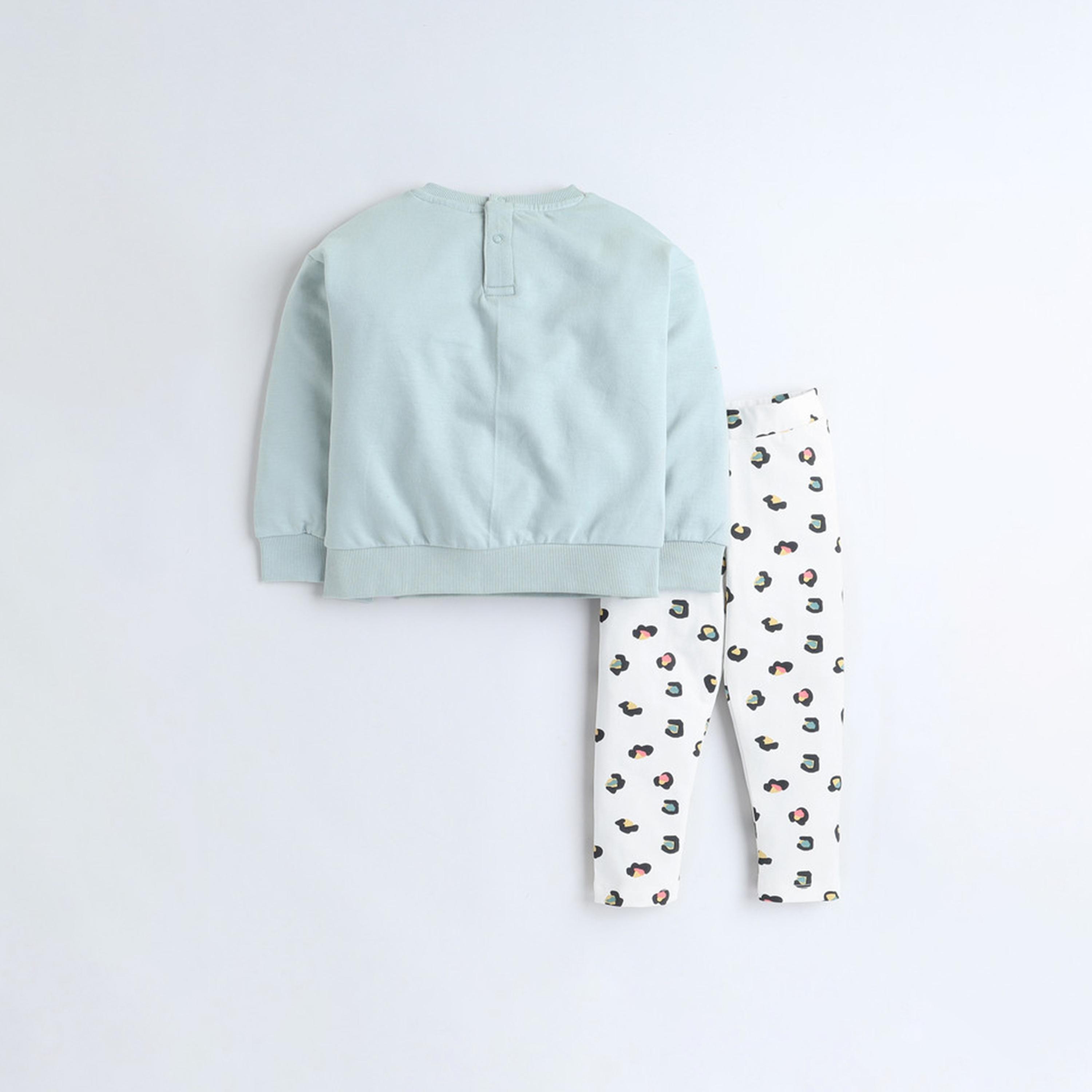 سويت شيرت مطرز بأكمام طويلة قطعتين من مع بنطال ضيق من فيكتور اند جين-girls-clothing-winterwear-setsandcoords-image-3