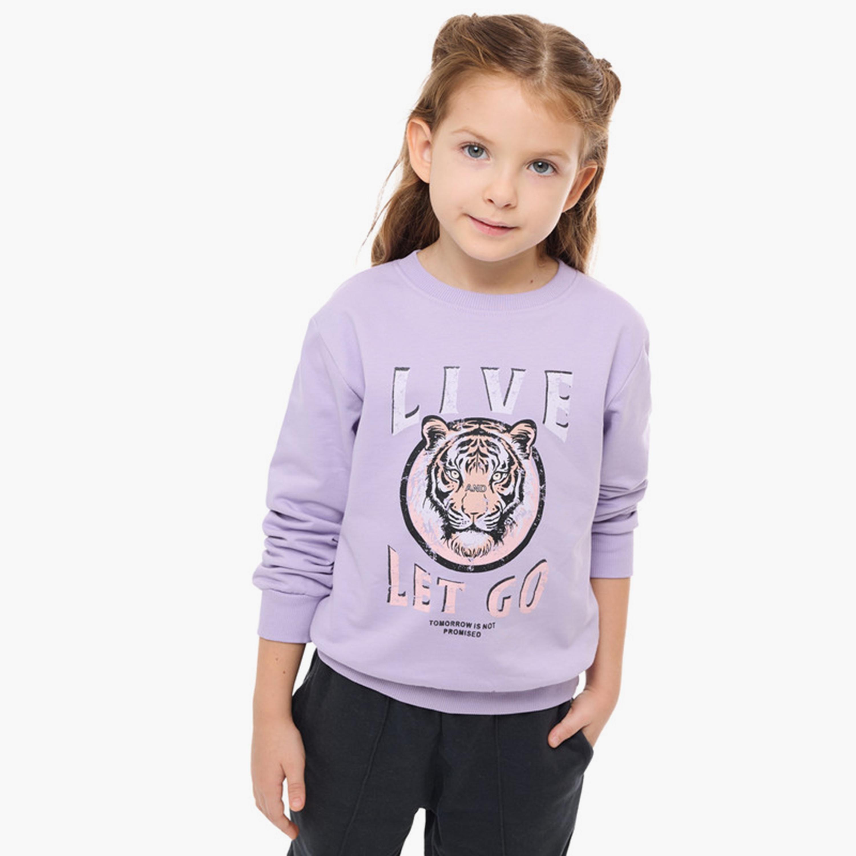 سويت شيرت مطبوع بأكمام طويلة من فيكتور اند جين-girls-clothing-sweatshirts-image-1