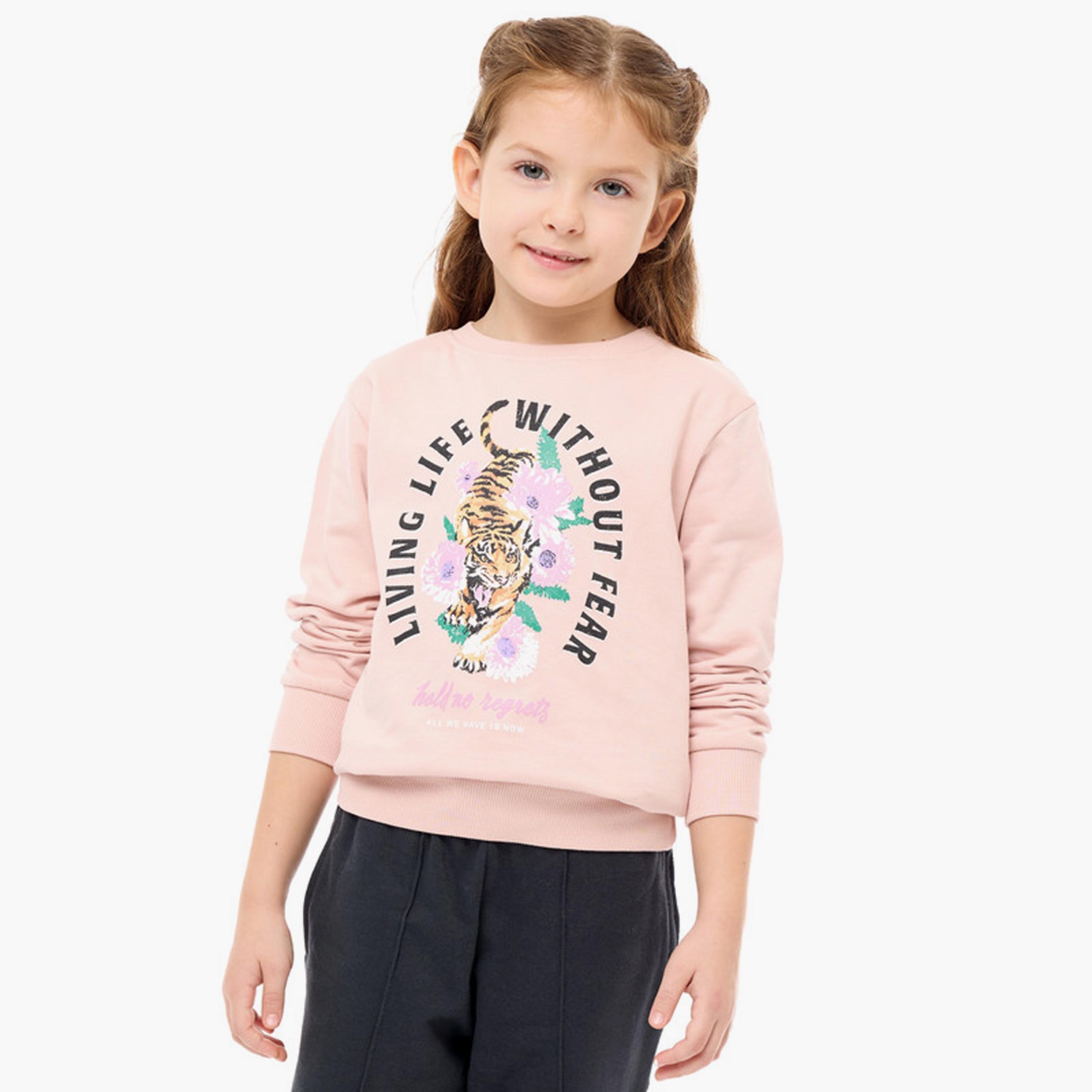 سويت شيرت مطبوع بأكمام طويلة من فيكتور اند جين-girls-clothing-sweatshirts-image-1