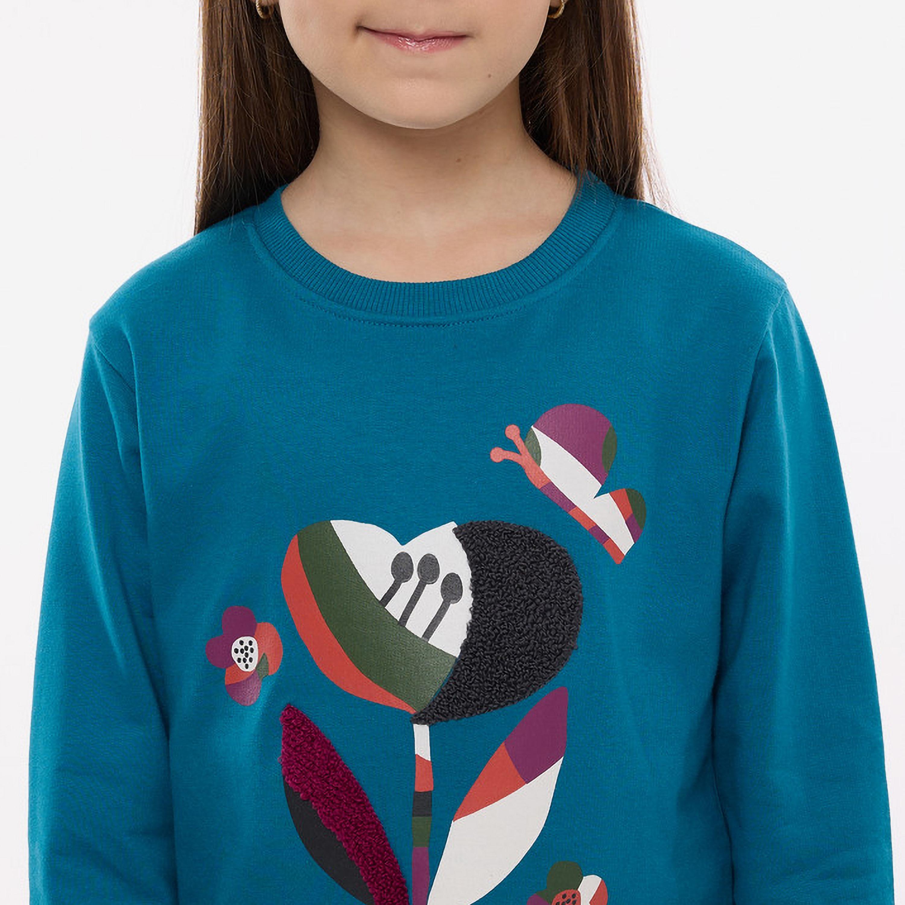 سويت شيرت مطبوع بأكمام طويلة من قطعتين مع بنطال ركض من فيكتور اند جين-girls-clothing-winterwear-setsandcoords-image-1