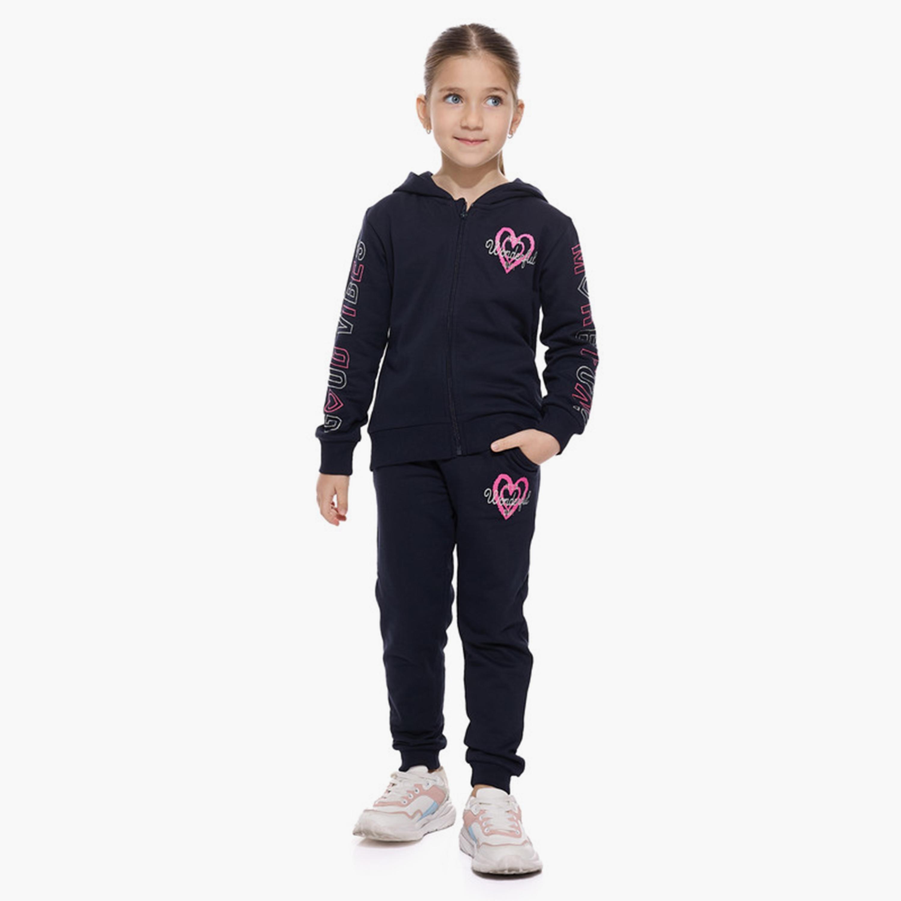 جاكيت قطعتين مطبوع بأكمام طويلة مع بنطال ركض من فيكتور اند جين-girls-clothing-winterwear-setsandcoords-image-6