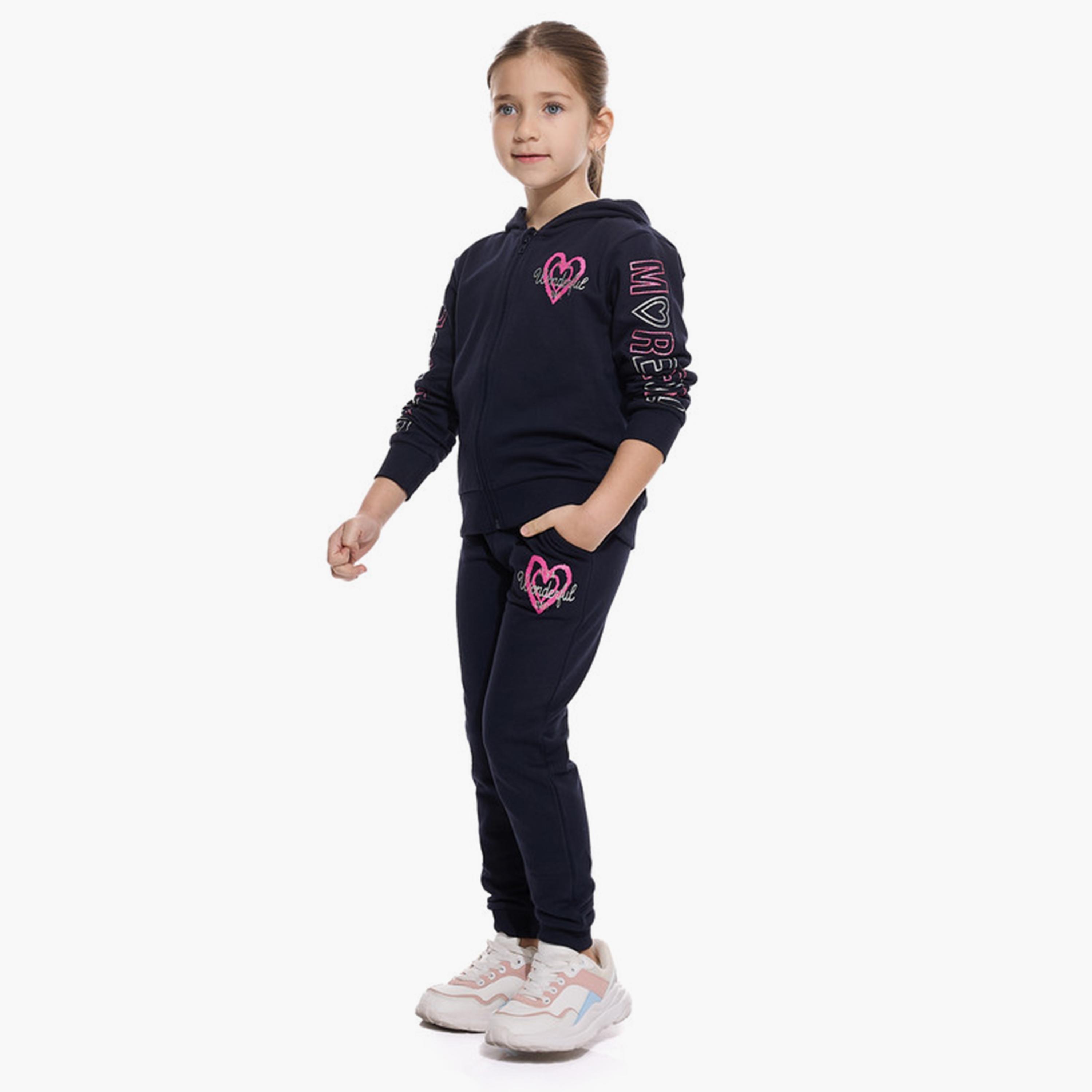 جاكيت قطعتين مطبوع بأكمام طويلة مع بنطال ركض من فيكتور اند جين-girls-clothing-winterwear-setsandcoords-image-5