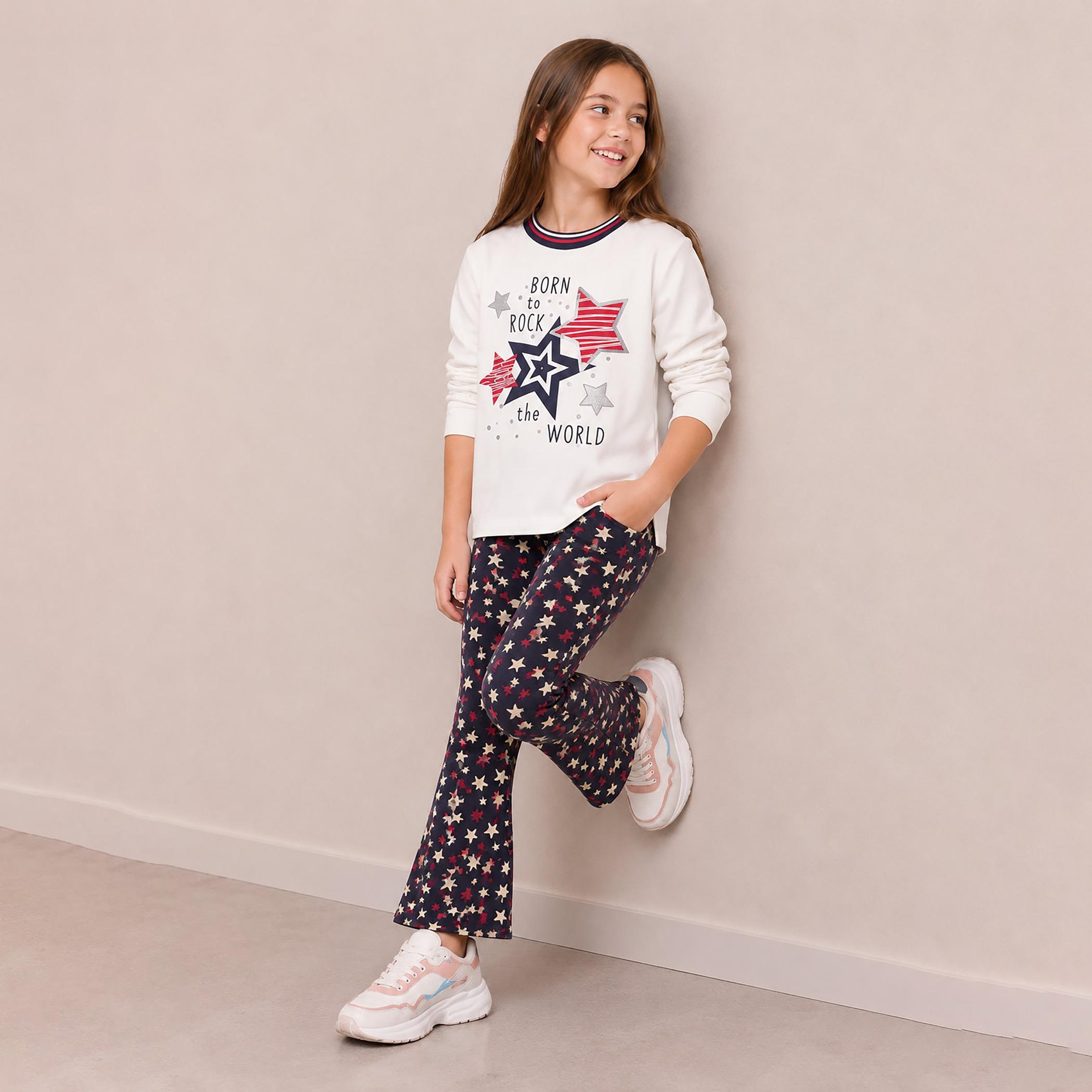 تي شيرت مطبوع بأكمام طويلة قطعتين مع بنطال ضيق من فيكتور اند جين-baby-girls-clothing-setsandcoords-image-1