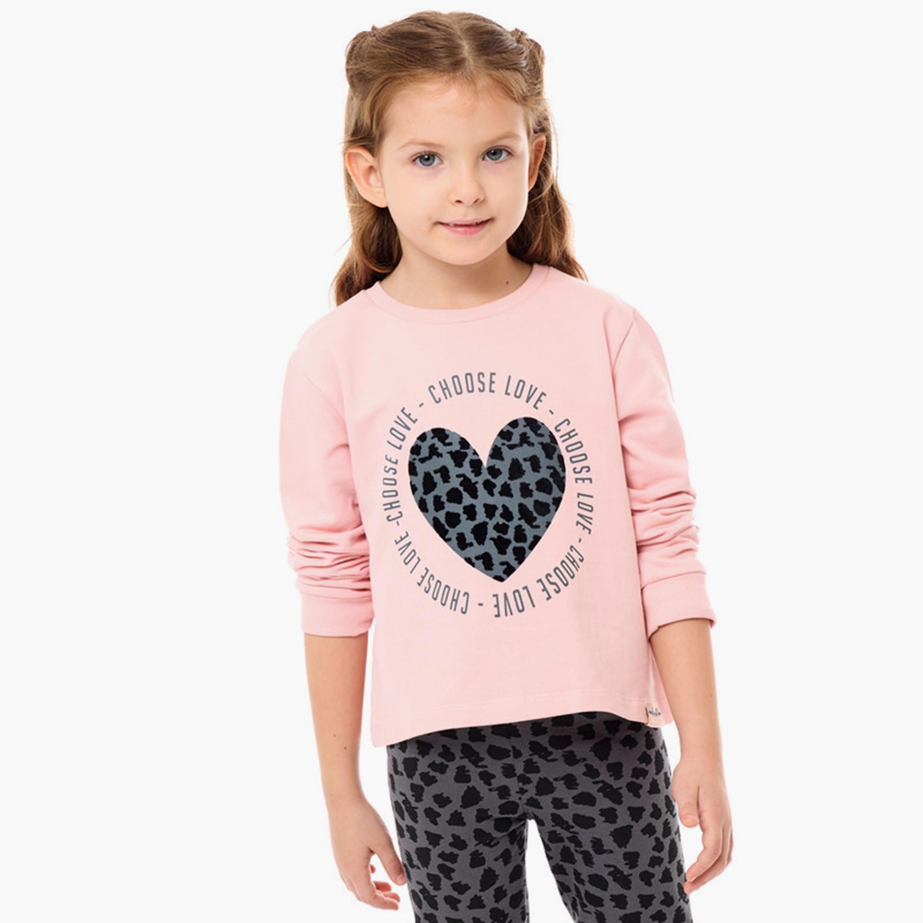 تي شيرت مطبوع بأكمام طويلة قطعتين مع بنطال ضيق من فيكتور اند جين-baby-girls-clothing-setsandcoords-image-3