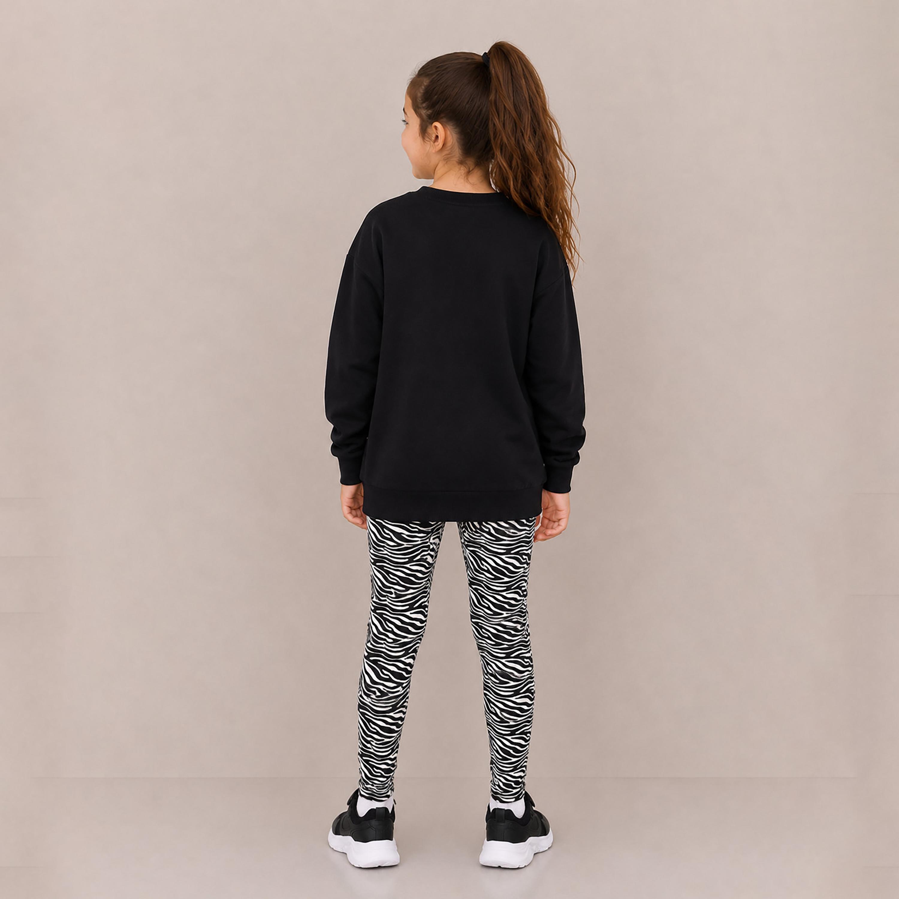 سويت شيرت قطعتين بأكمام طويلة وطبعات مع بنطال ضيق من فيكتور اند جين-girls-clothing-winterwear-setsandcoords-image-2