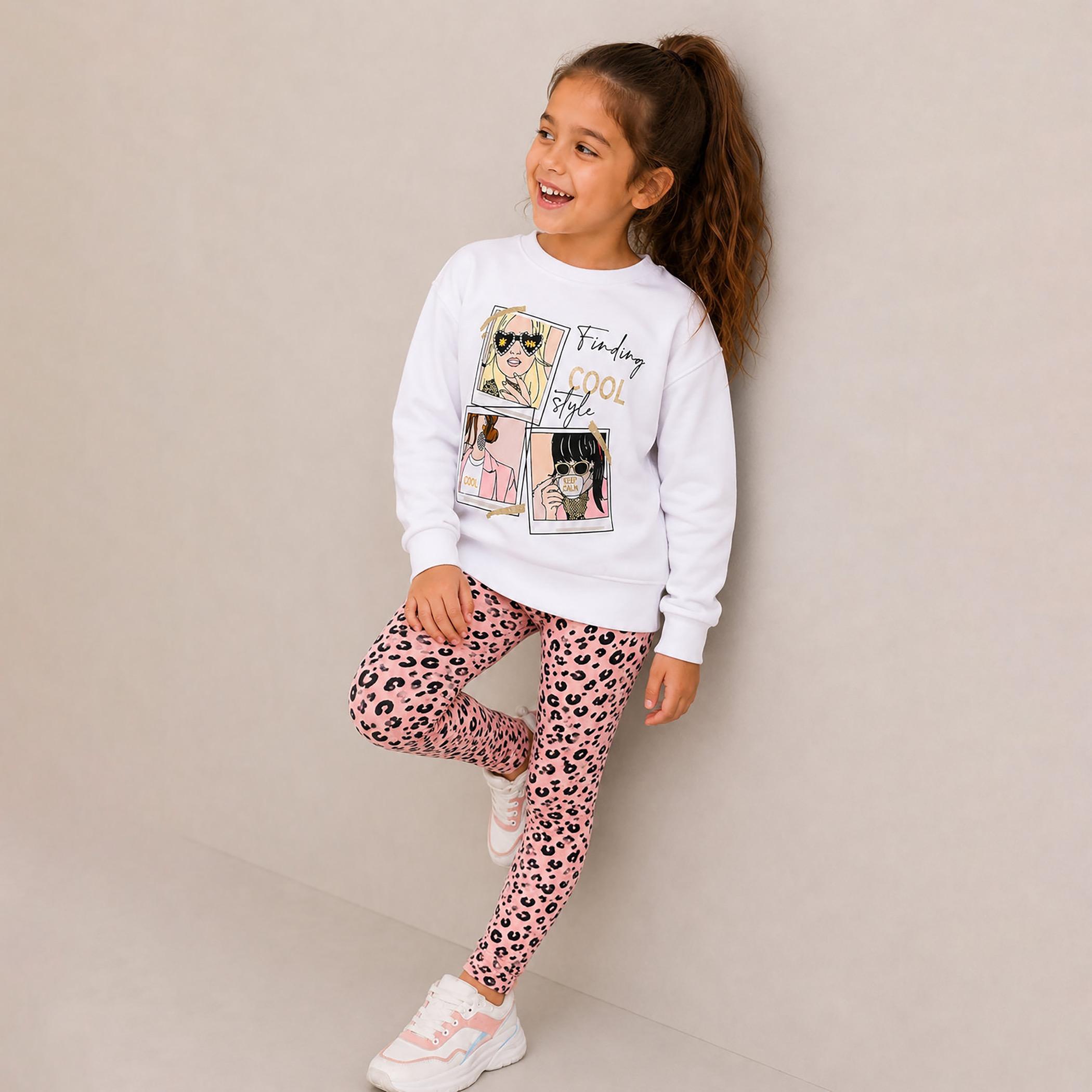 تي شيرت مطبوع بأكمام طويلة قطعتين مع بنطال ضيق من فيكتور اند جين-baby-girls-clothing-setsandcoords-image-3
