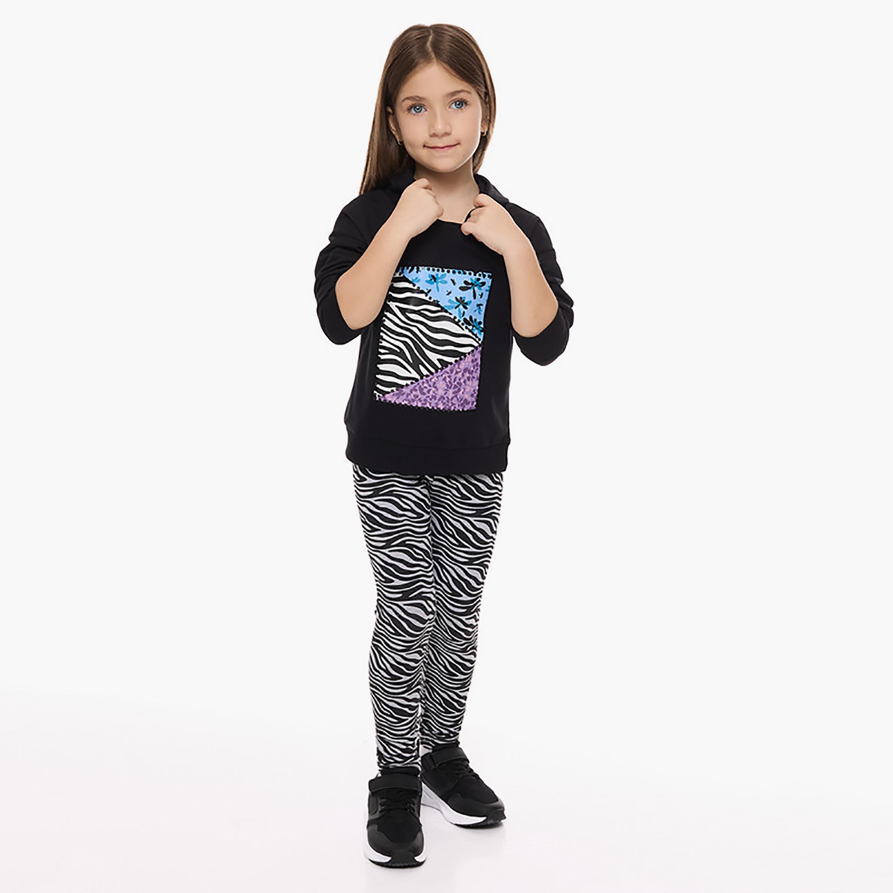 Victor and Jane 2-Piece Printed Long Sleeves Hoodie with Leggings-girls-clothing-winterwear-setsandcoords-image-1