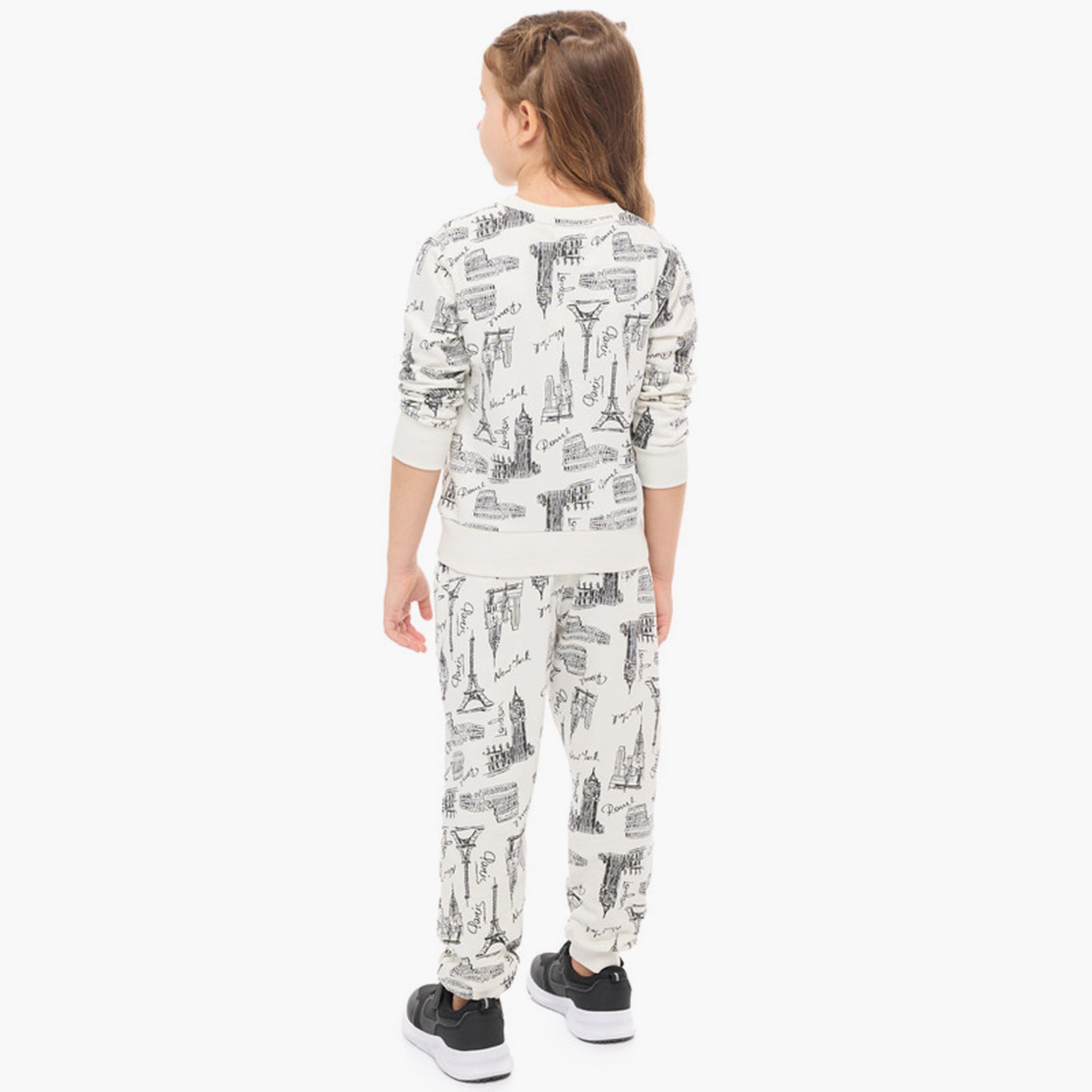 سويت شيرت مطبوع بأكمام طويلة من قطعتين مع بنطال ركض من فيكتور اند جين-girls-clothing-winterwear-setsandcoords-image-3