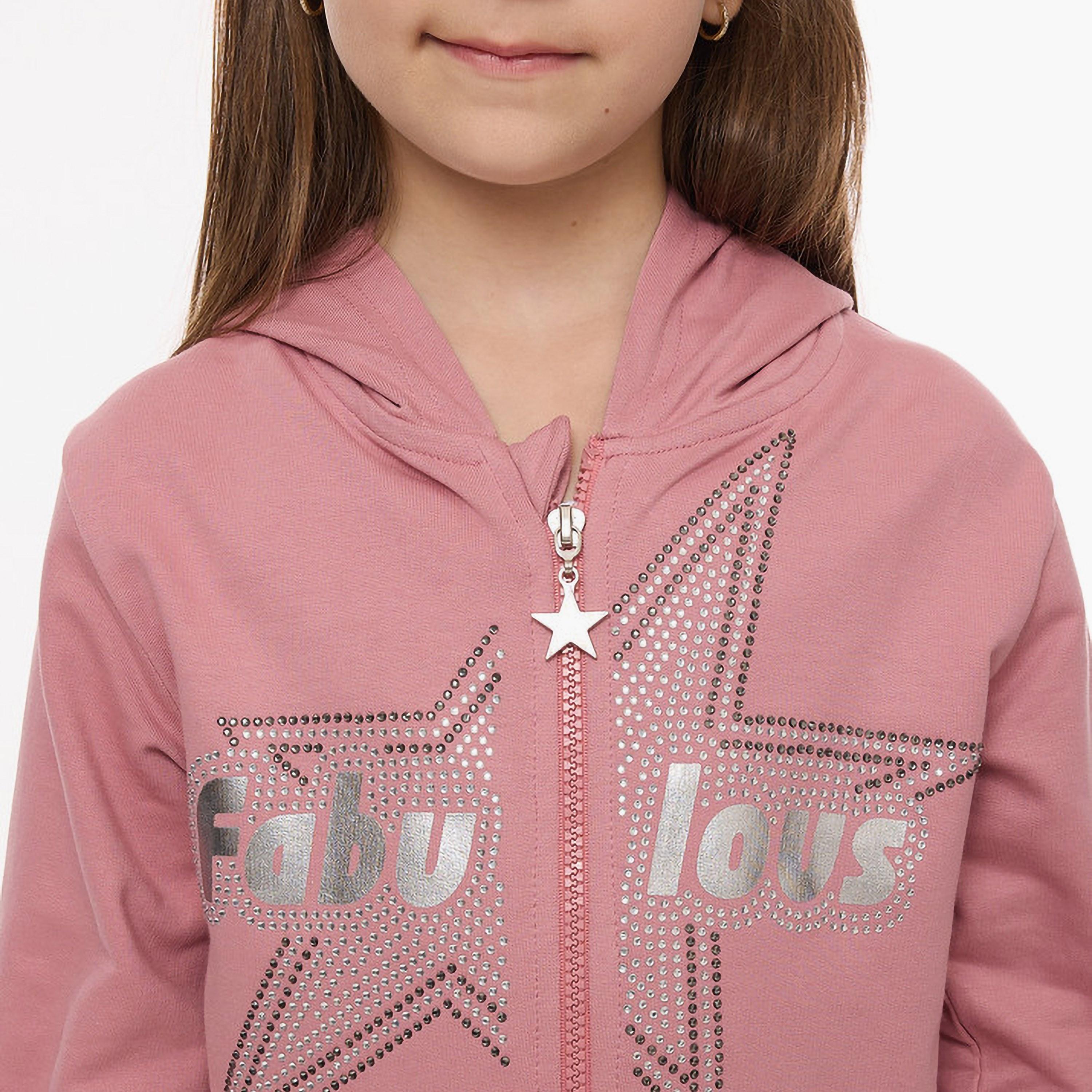 جاكيت قطعتين مطبوع بأكمام طويلة مع بنطال ركض من فيكتور اند جين-girls-clothing-winterwear-setsandcoords-image-1