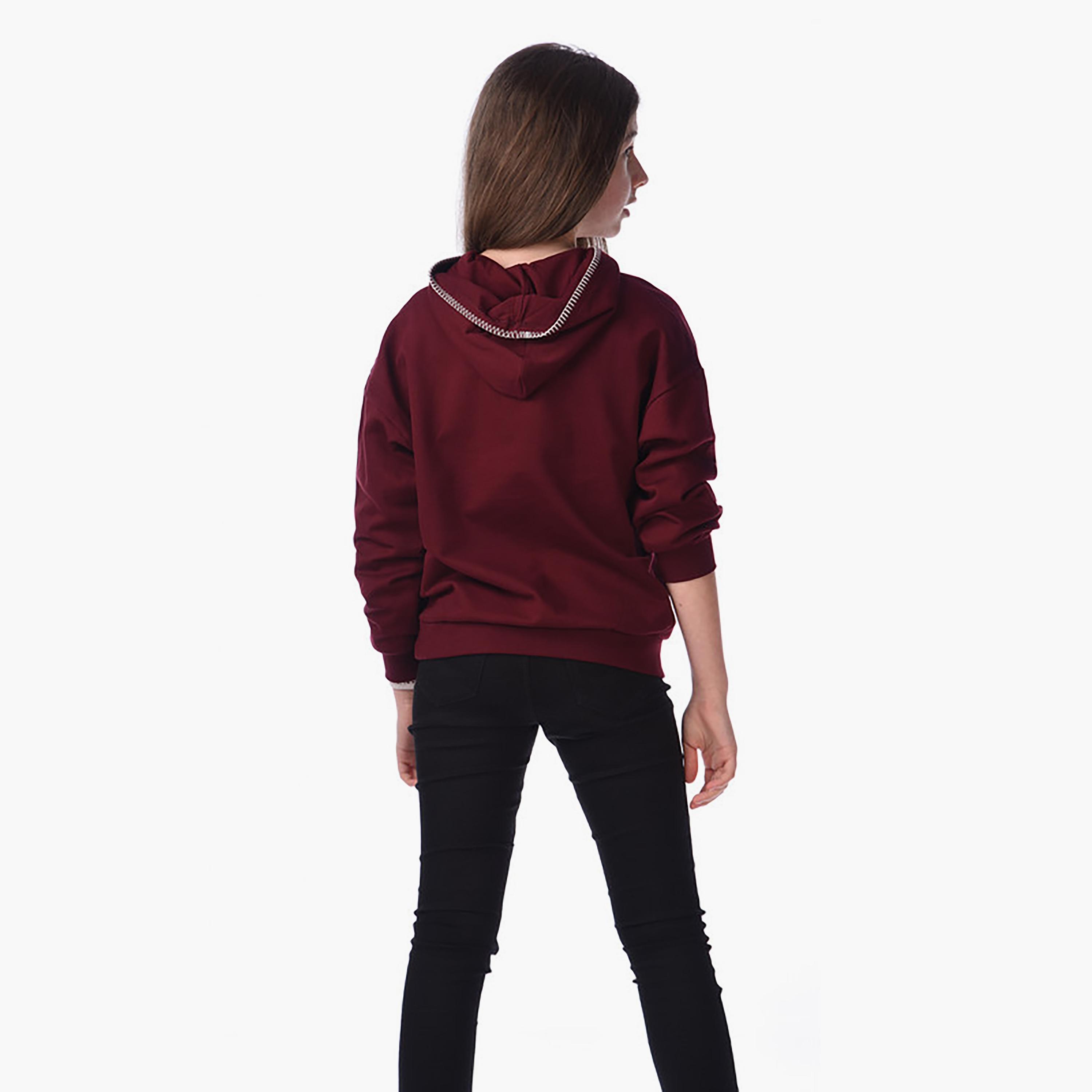 سويت شيرت مطبوع بأكمام طويلة من فيكتور اند جين-girls-clothing-winterwear-sweatshirts-image-1