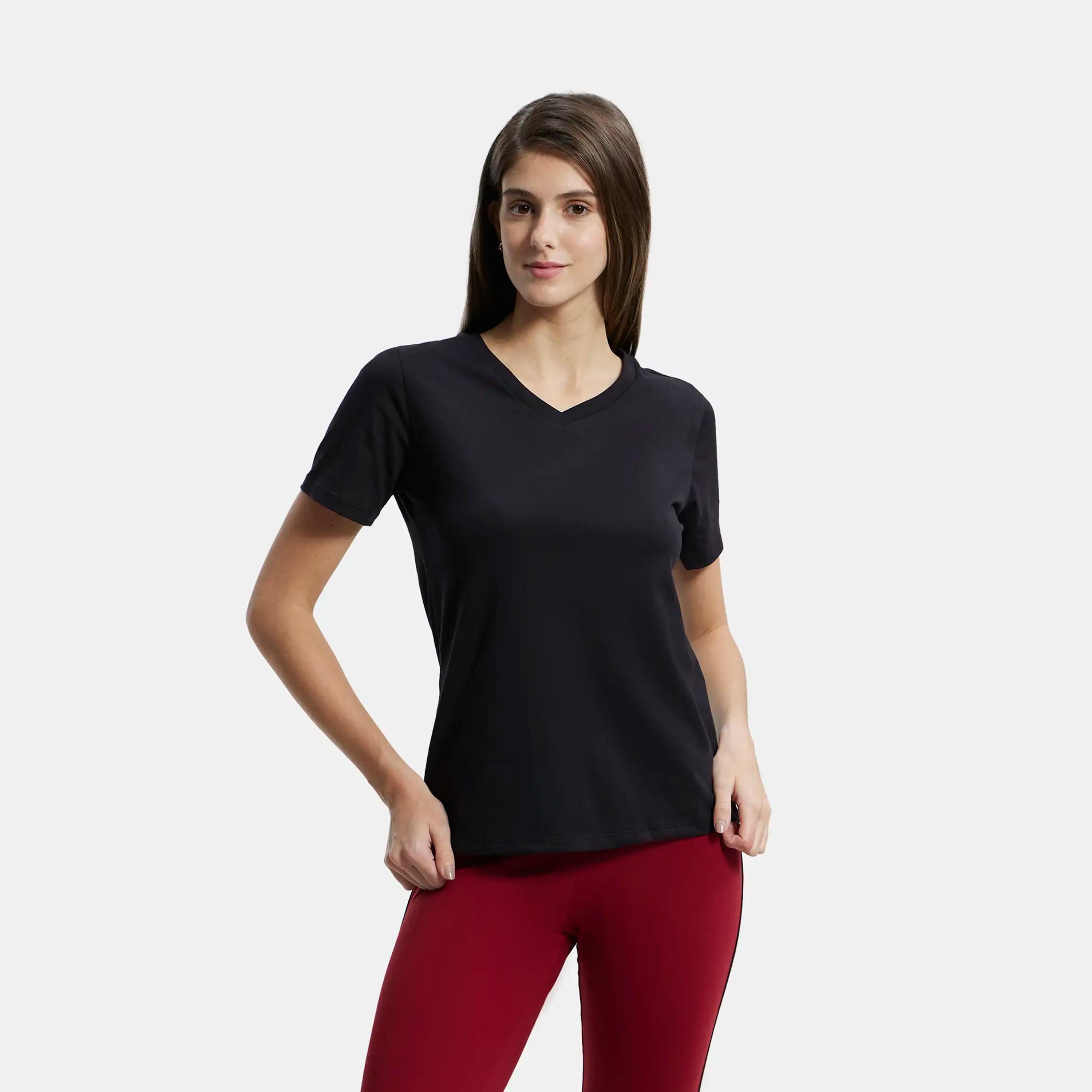 Jockey Women's Athleisure  V-Neck T-Shirt-women-clothing-tshirts-image-5