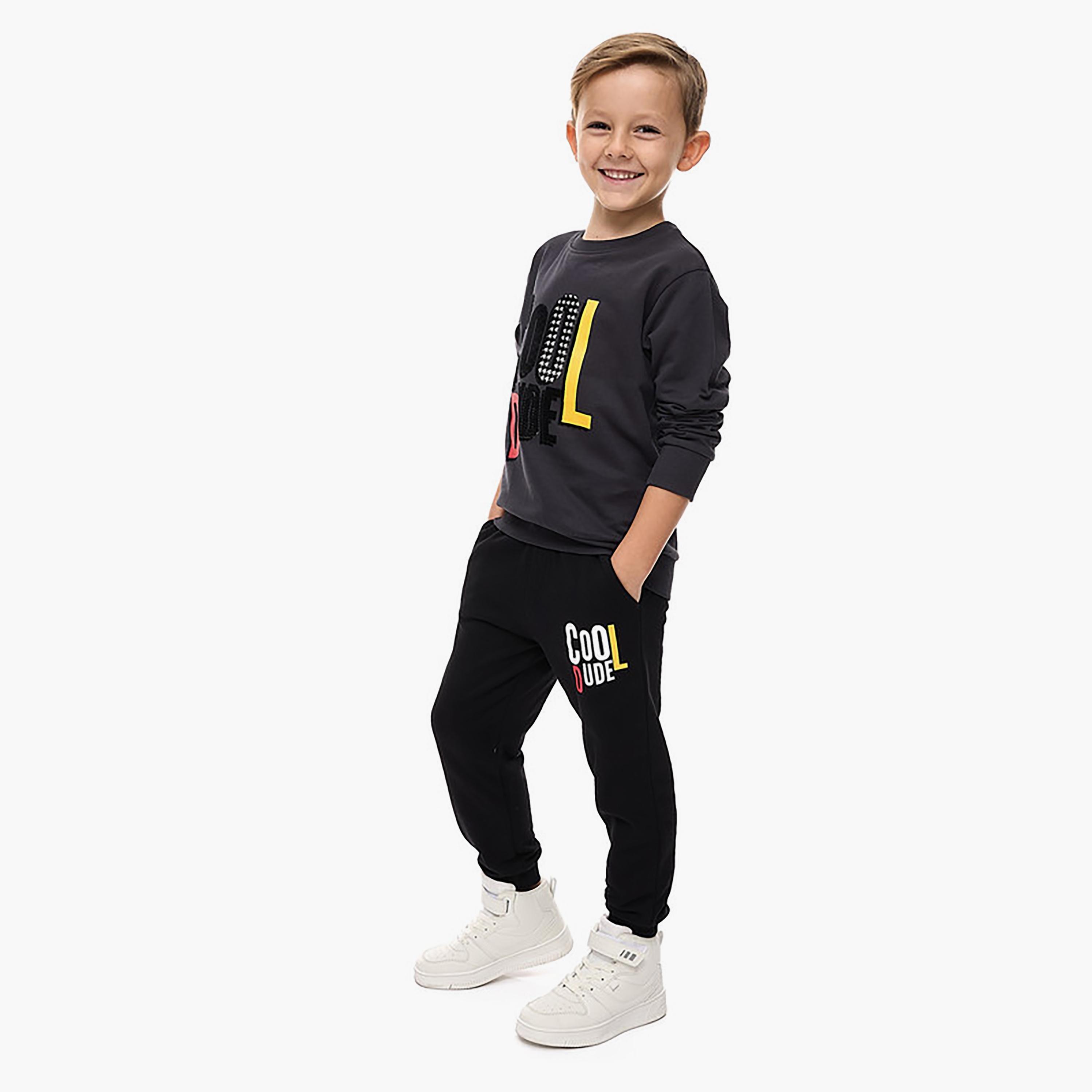 Victor and Jane 2-Piece Printed Long Sleeves T-Shirt with Joggers-boys-clothing-setsandcoords-image-2