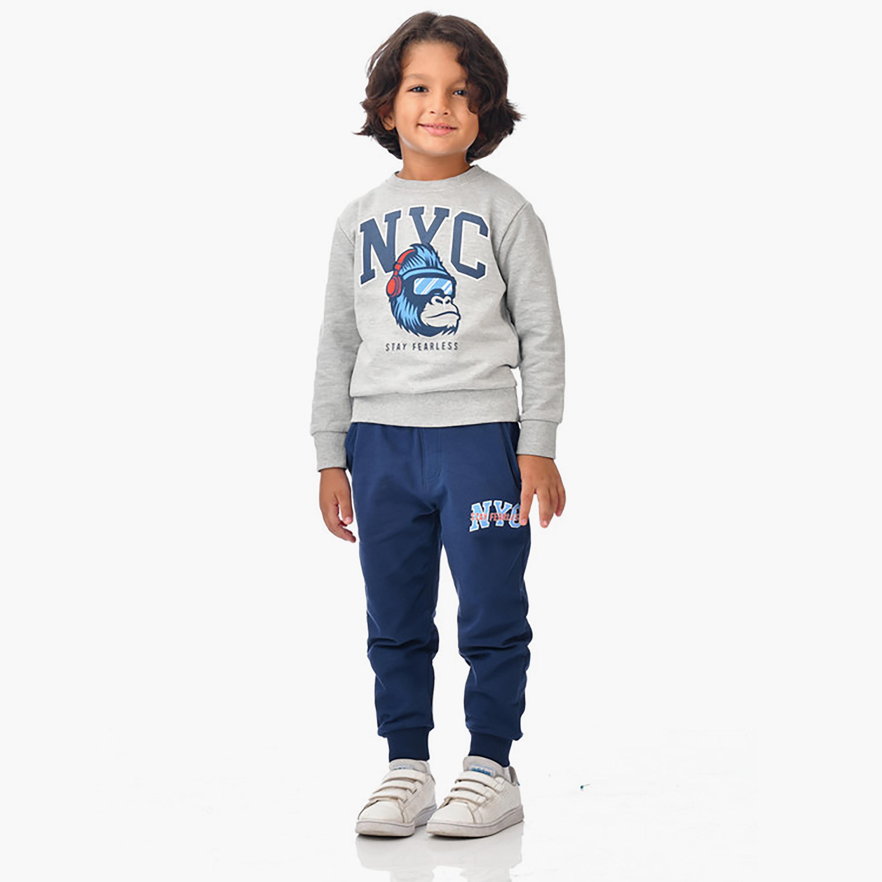 Victor and Jane 2-Piece Printed Long Sleeves T-Shirt with Joggers-boys-clothing-setsandcoords-image-1