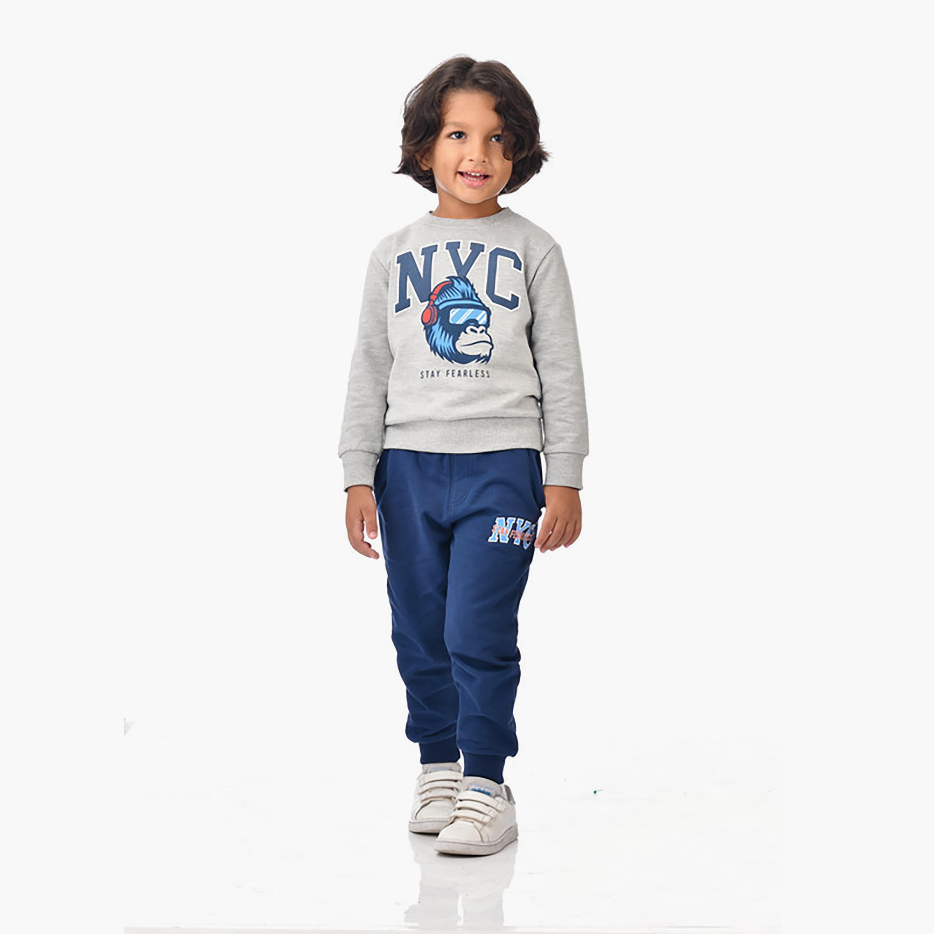 Victor and Jane 2-Piece Printed Long Sleeves T-Shirt with Joggers-boys-clothing-setsandcoords-image-3