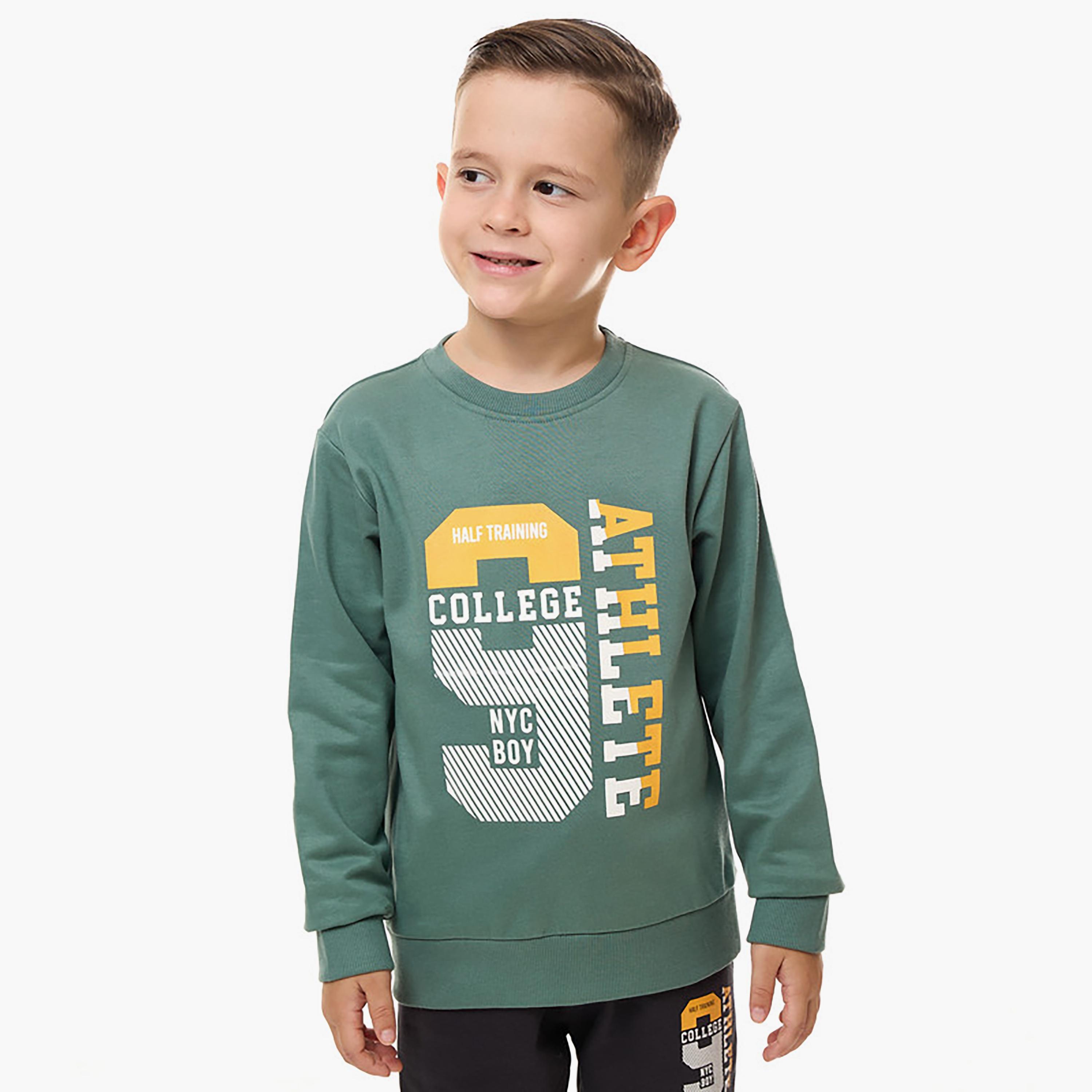 سويت شيرت بأكمام طويلة مطبوع  مع بنطال ركض قطعتين من فيكتور اند جين-boys-clothing-setsandcoords-image-3