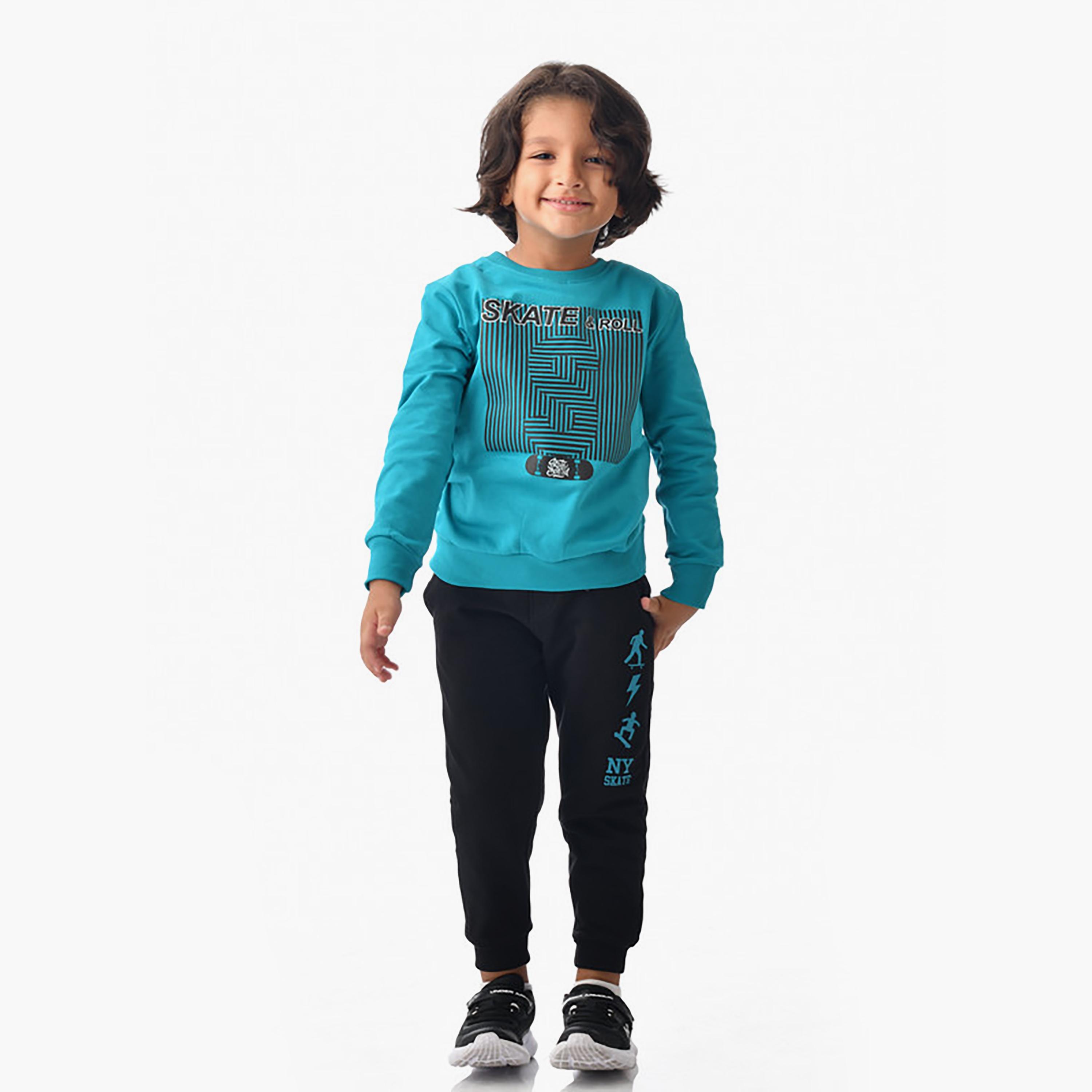 Victor and Jane 2-Piece Printed Long Sleeves Sweatshirt with Joggers-boys-clothing-setsandcoords-image-1